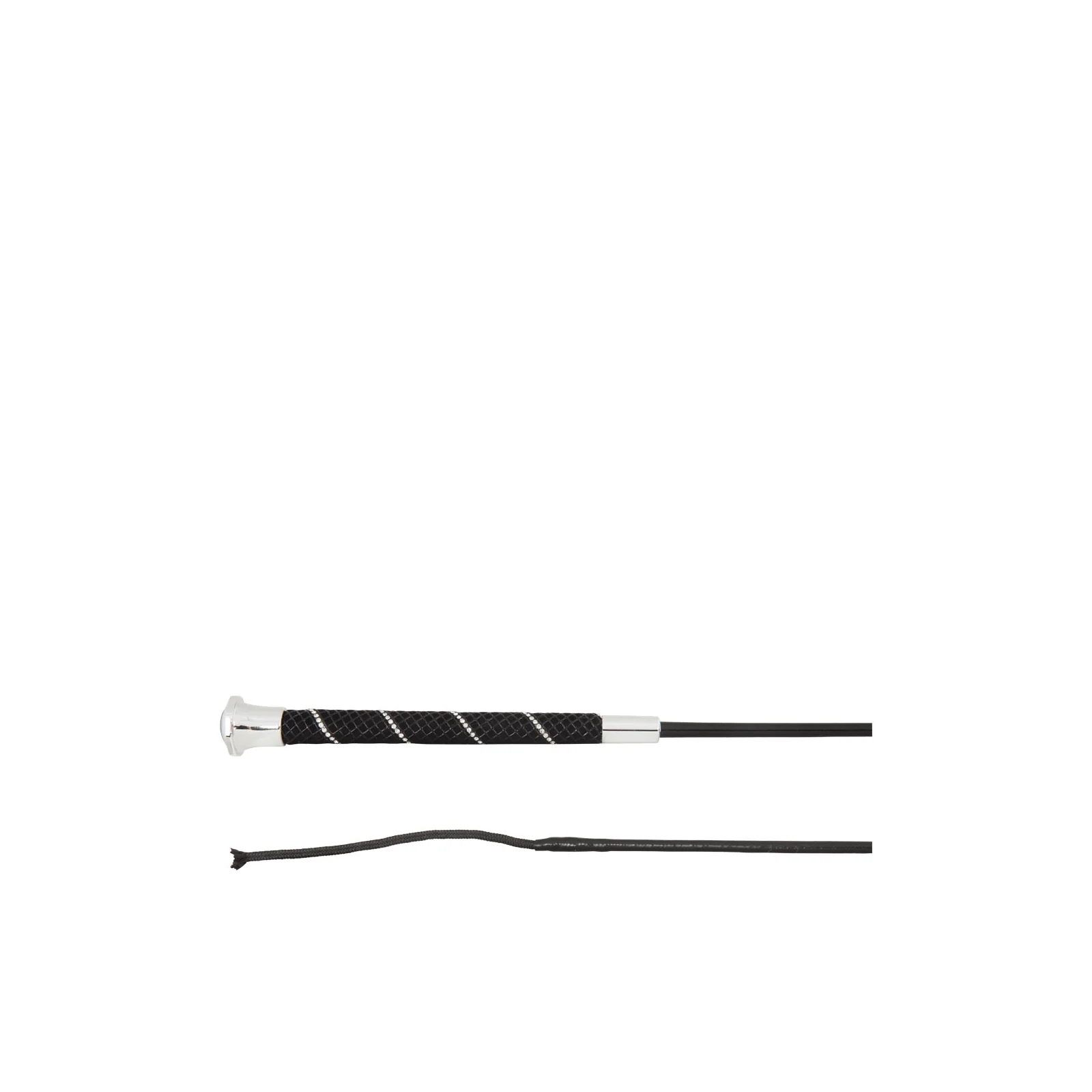 Fusta de doma negra con mango antideslizante de silicona con diamantes de imitacion y boton plateado(120cm)-Andromeda - BR