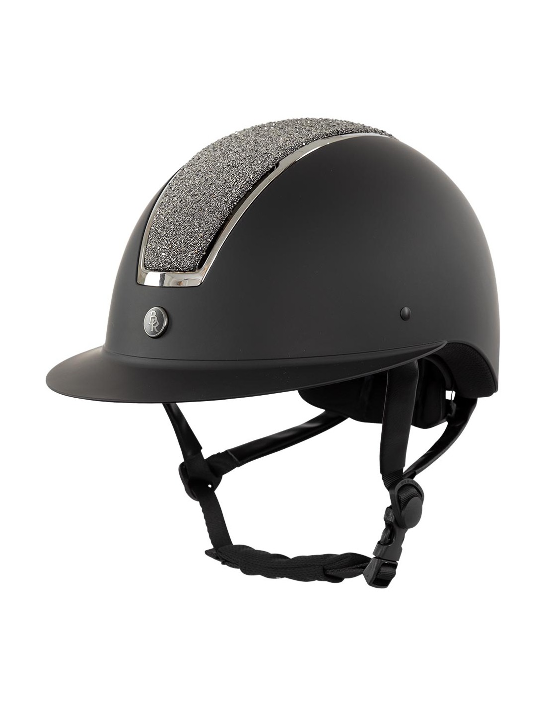 Casque d'équitation noir mat et strass Omega Glamourous - BR