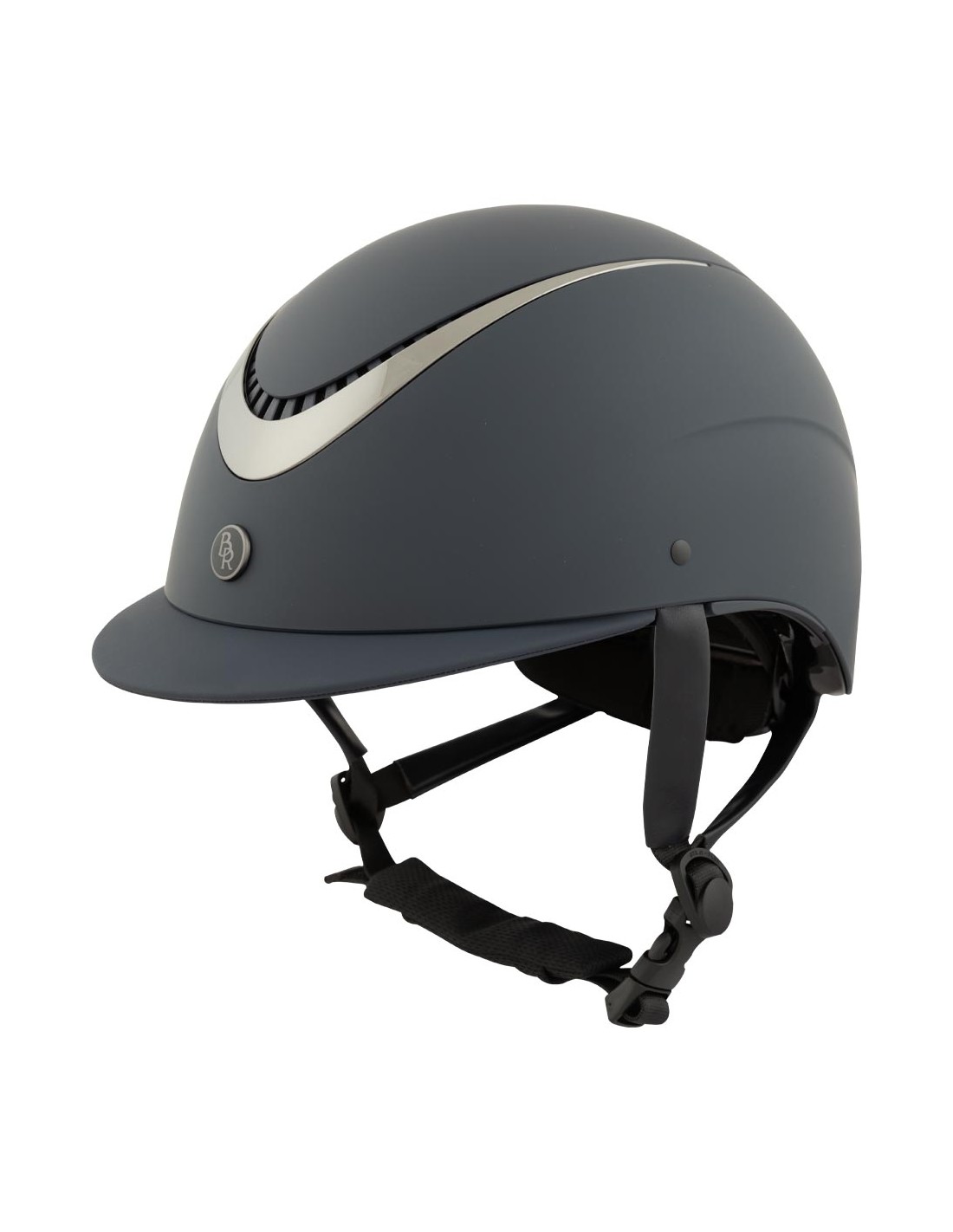 Casque d'équitation bleu marine mat et détails argentés Thèta Pintado - BR