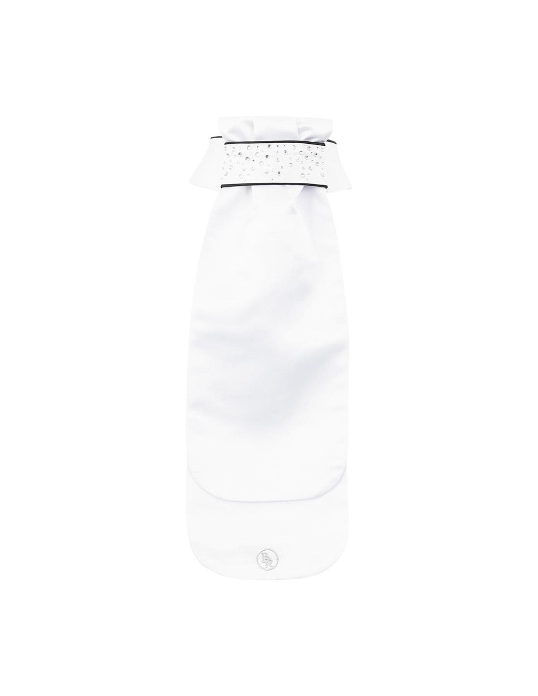 Women's White Show Shirt with Rhinestones and Black Contrast Trim - Silver Embroidered Logo - Leon BR