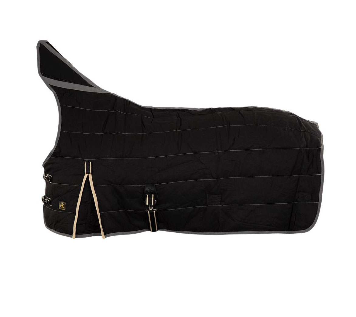 Black winter blanket with brown edge for horse - BR