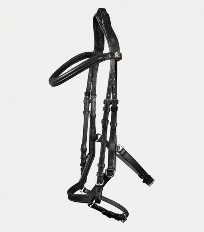 Black leather bridles with anatomical noseband for horses - Waldhausen