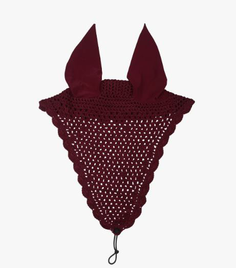 Burgundy Lungo earmuffs with elastic ears for horses - QHP