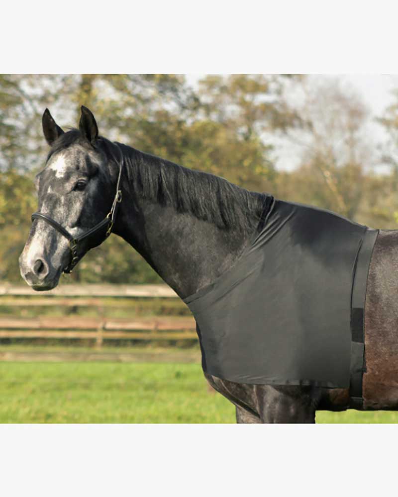 Black lycra shirt to protect horse’s chest and withers from blanket rubbing - QHP