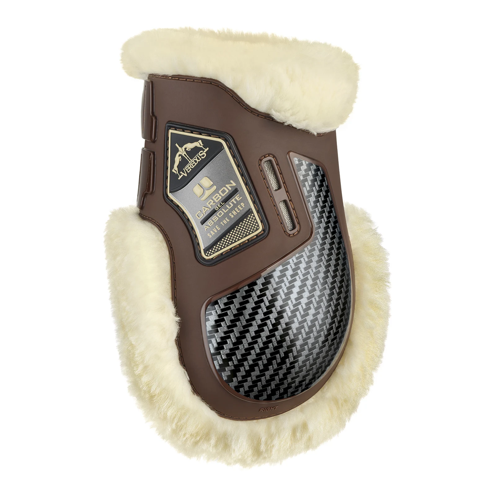 Brown rear fetlock jumping boots Carbon Gel Absolute Save the Sheep - Veredus