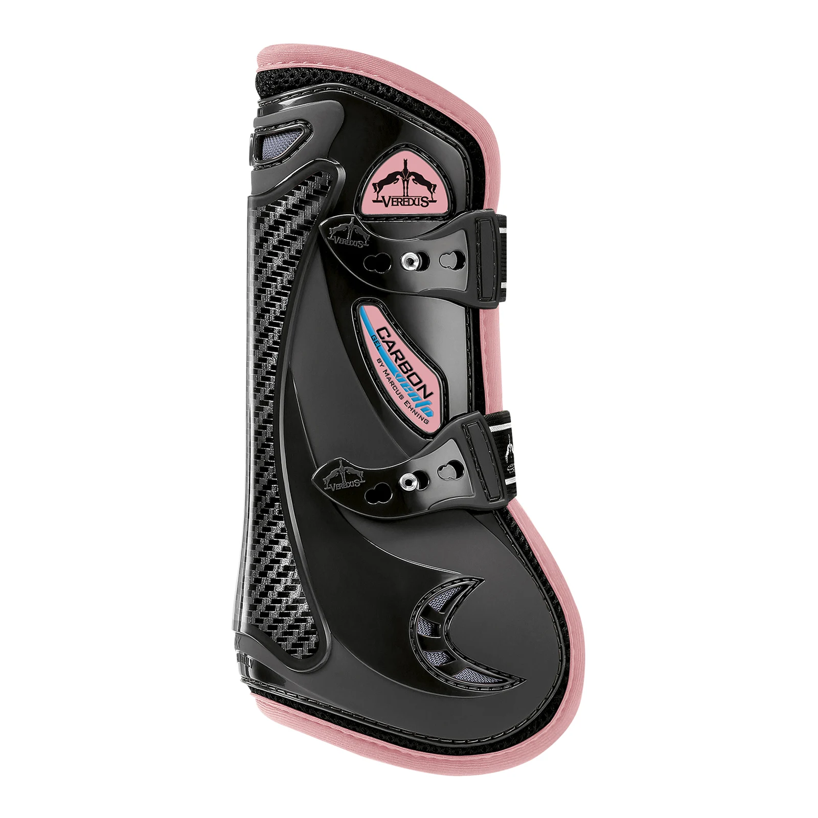 Black and light pink front tendon jumping boots Carbon Gel Vento - Veredus