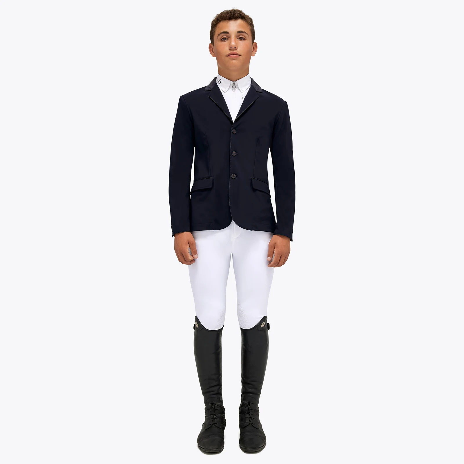 Americana de competición azul marino con cuello alcántara para niño GP - Cavalleria Toscana