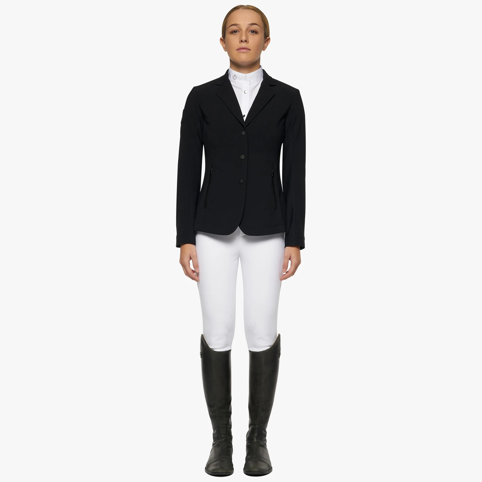 Black pageant jacket with elastic fabric back for girls - Cavalleria Toscana