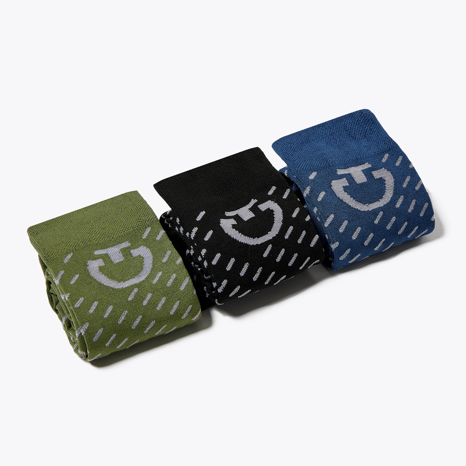 Chaussettes hautes en fil respirant, imprimées sur toute la surface et ornées du logo CT en haut du mollet (vert, marine, noir) - Cavalleria Toscana