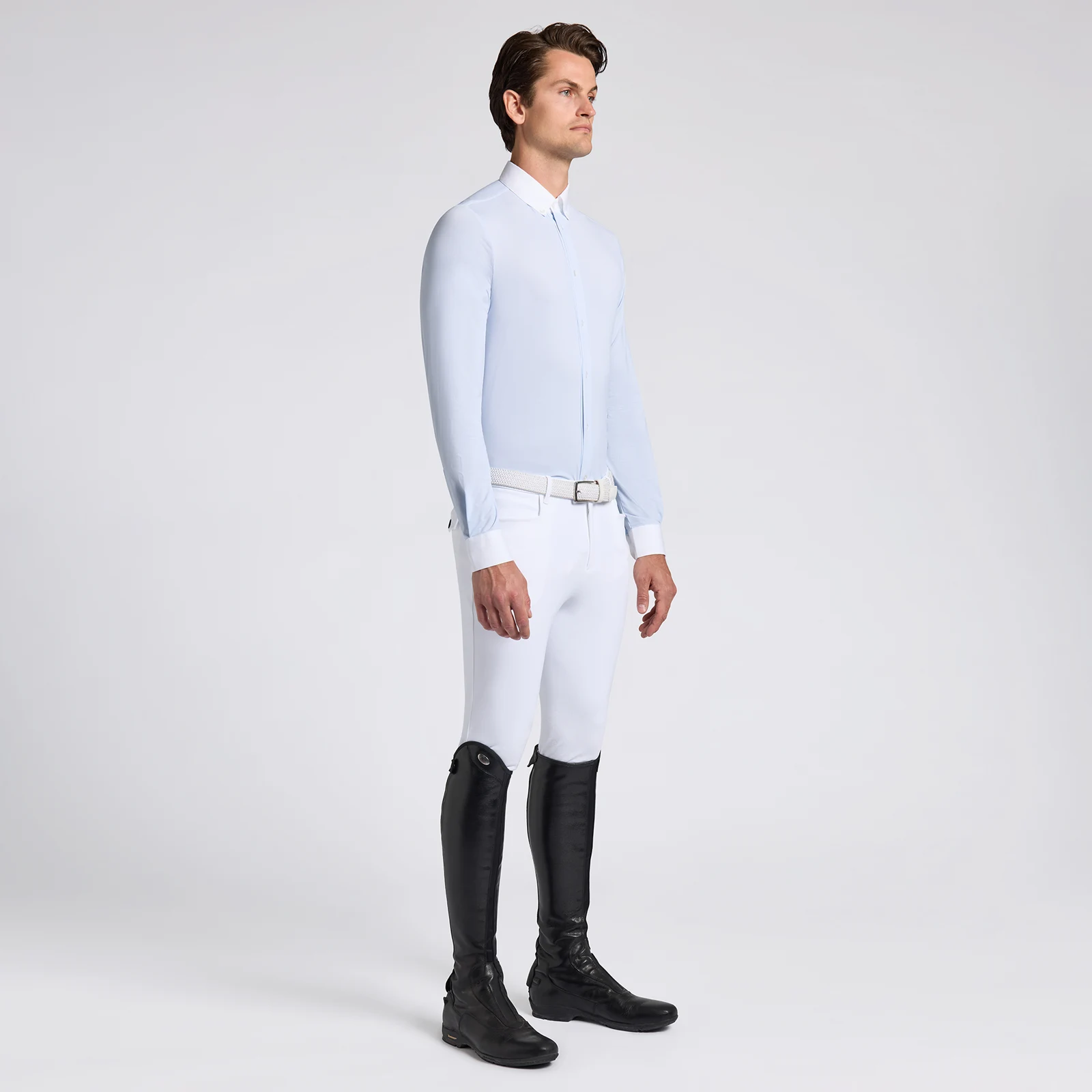 Camisa de concurso de manga larga azul claro para hombre - Cavalleria Toscana