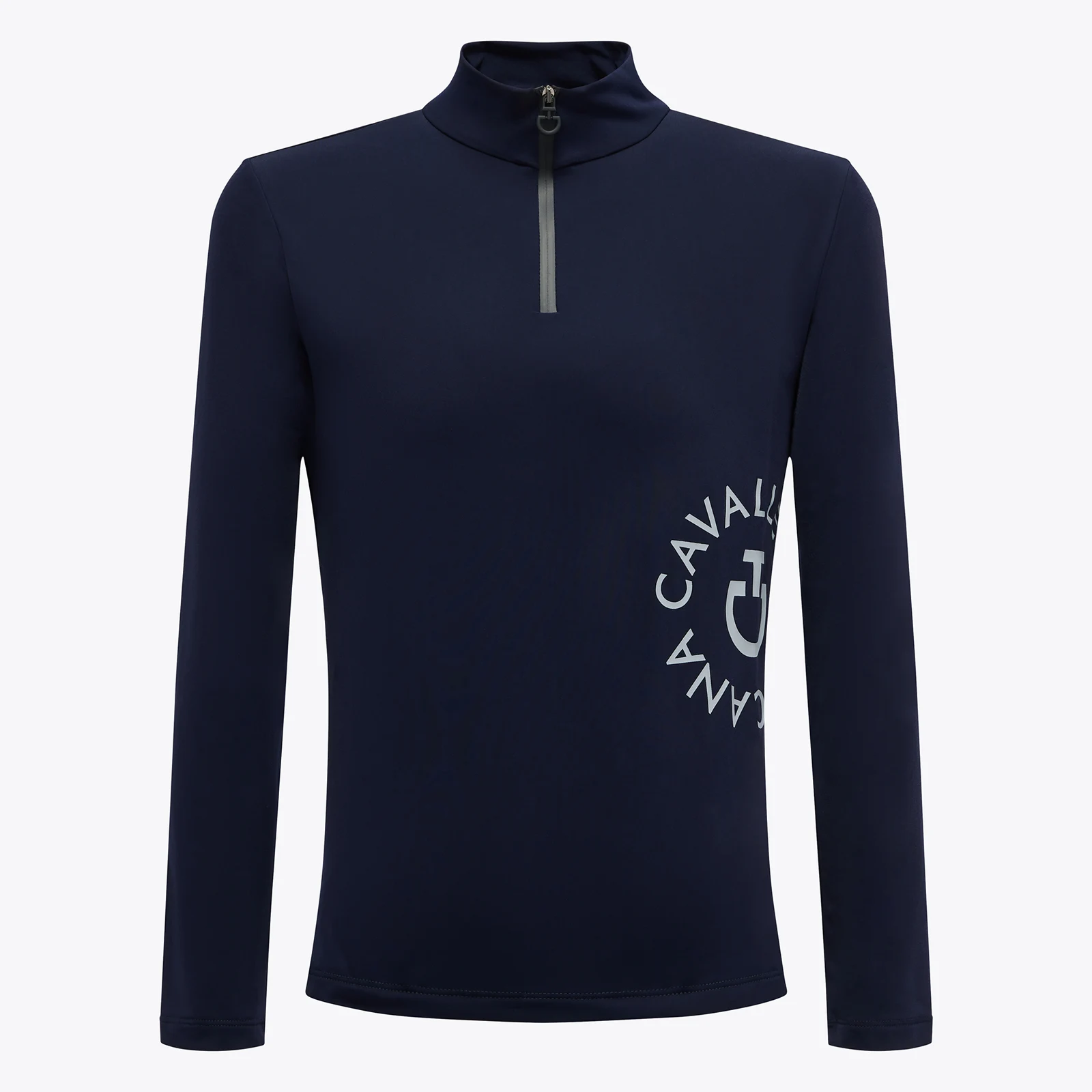 Navy blue technical long-sleeved t-shirt with the brand logo on the side for boys - Cavalleria Toscana