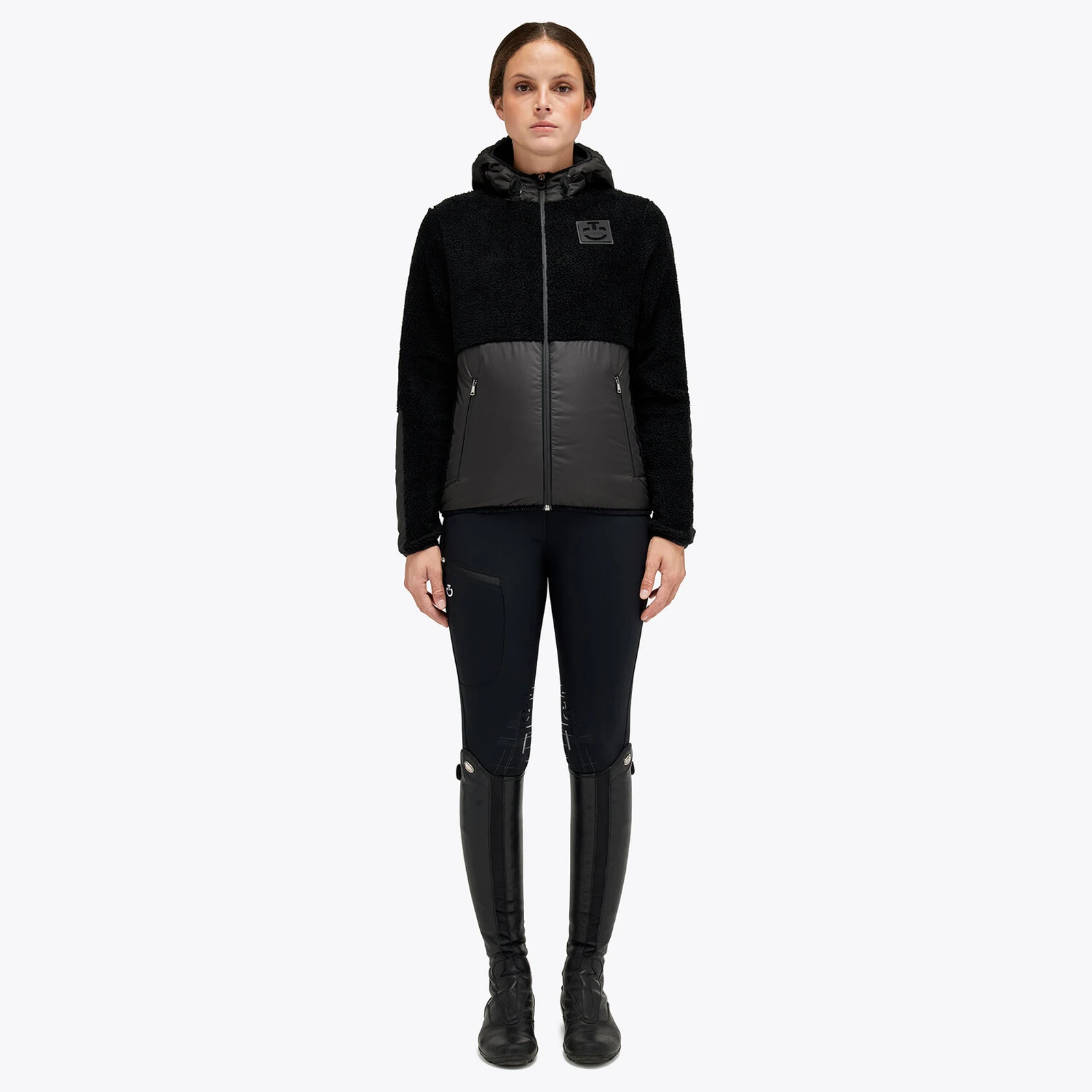 Chaqueta en felpa y nailon con el logo de CT Academy en el pecho para mujer - Cavalleria Toscana