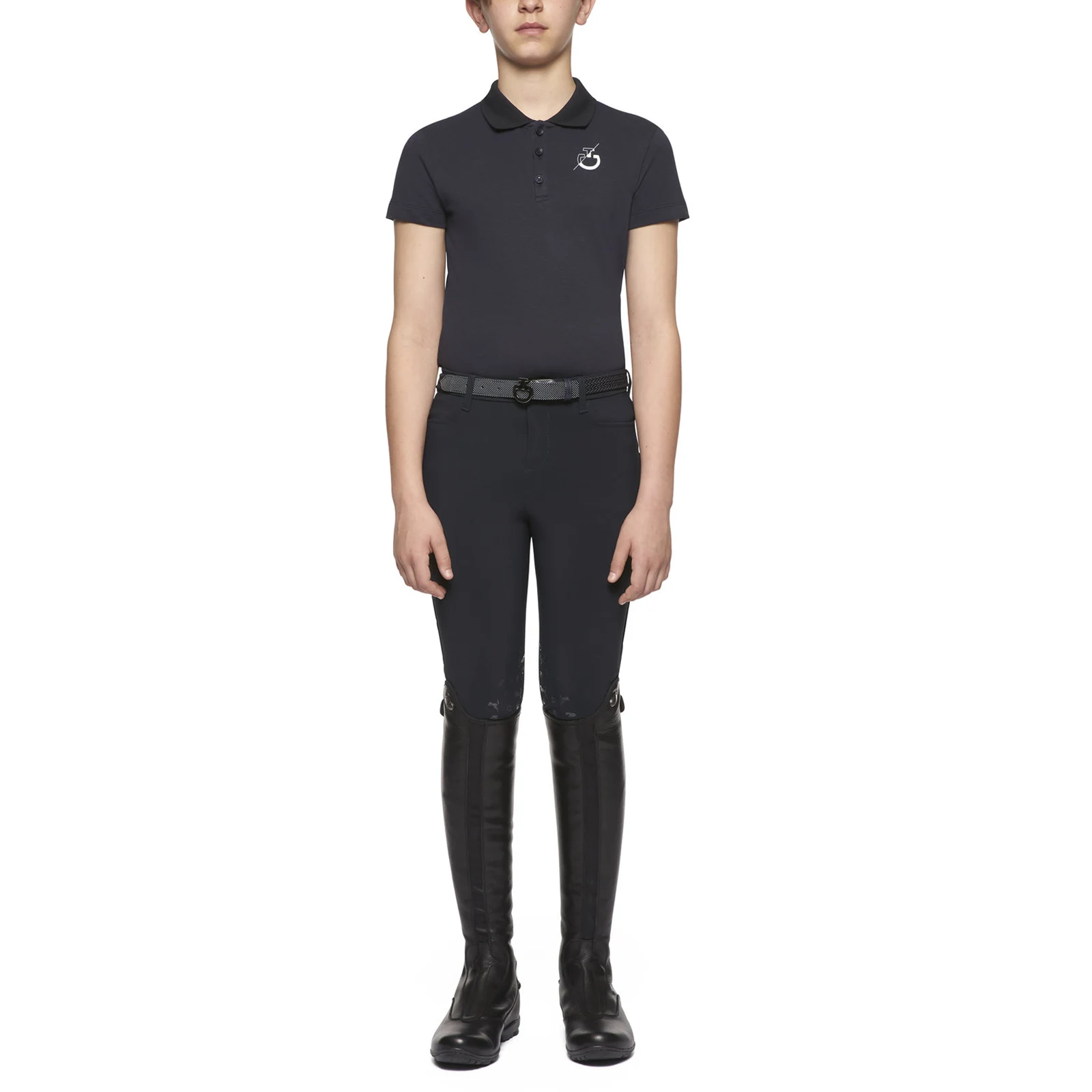 Polo de piqué de manga corta azul marino junior unisex - Cavalleria Toscana