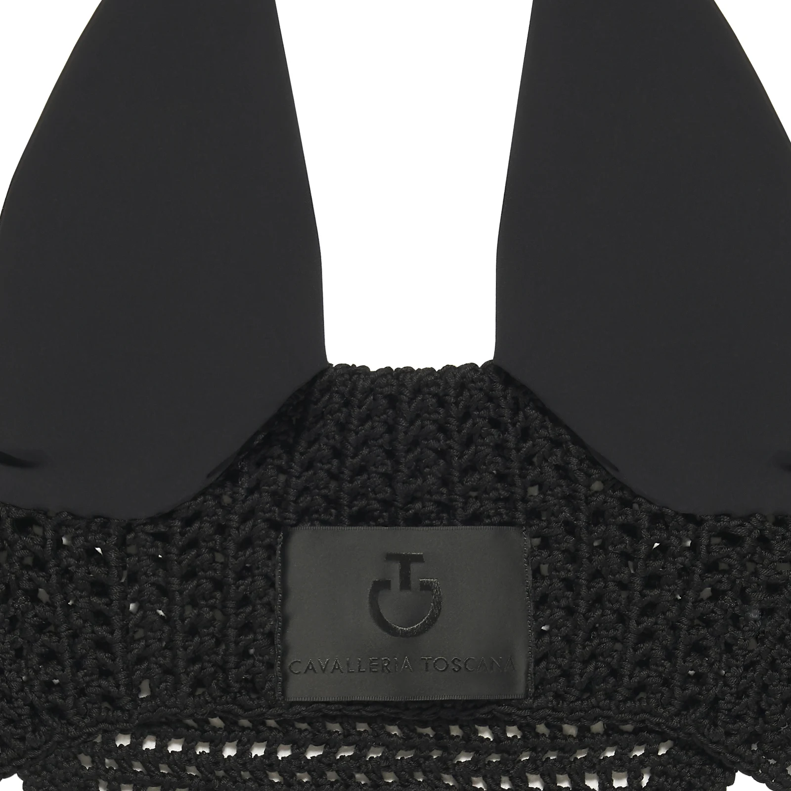 Orejeras negras de crochet con orejas elásticas para caballo y pony - Cavalleria Toscana