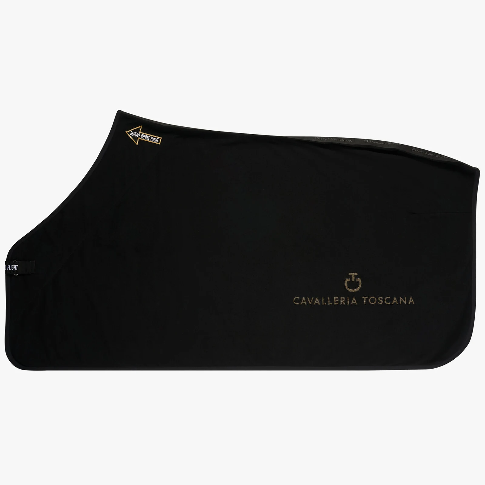 Black Polar Fleece Rug with Gold Details Revo - Cavalleria Toscana