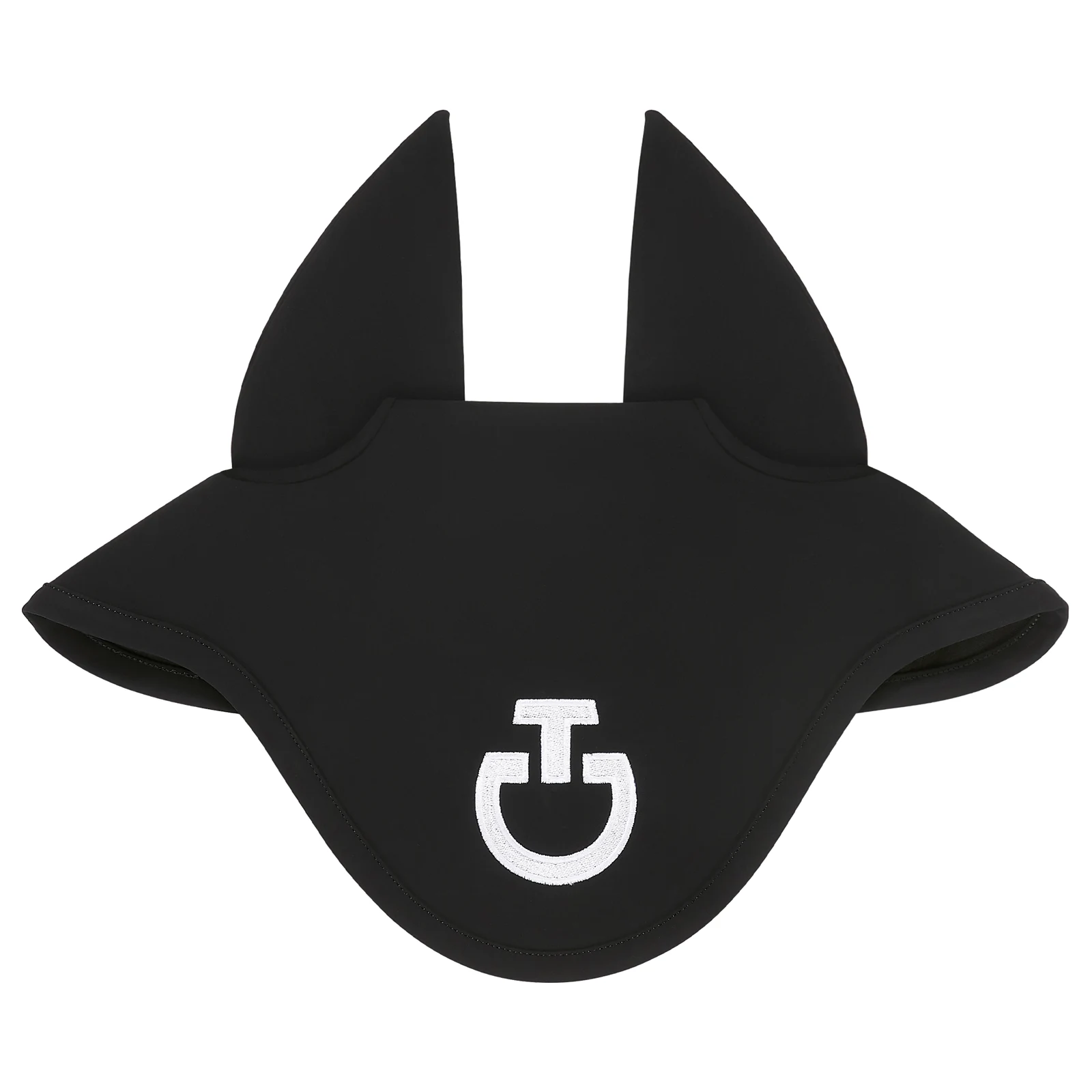 Black soundless horse earnet with white embroidered logo - Cavalleria Toscana