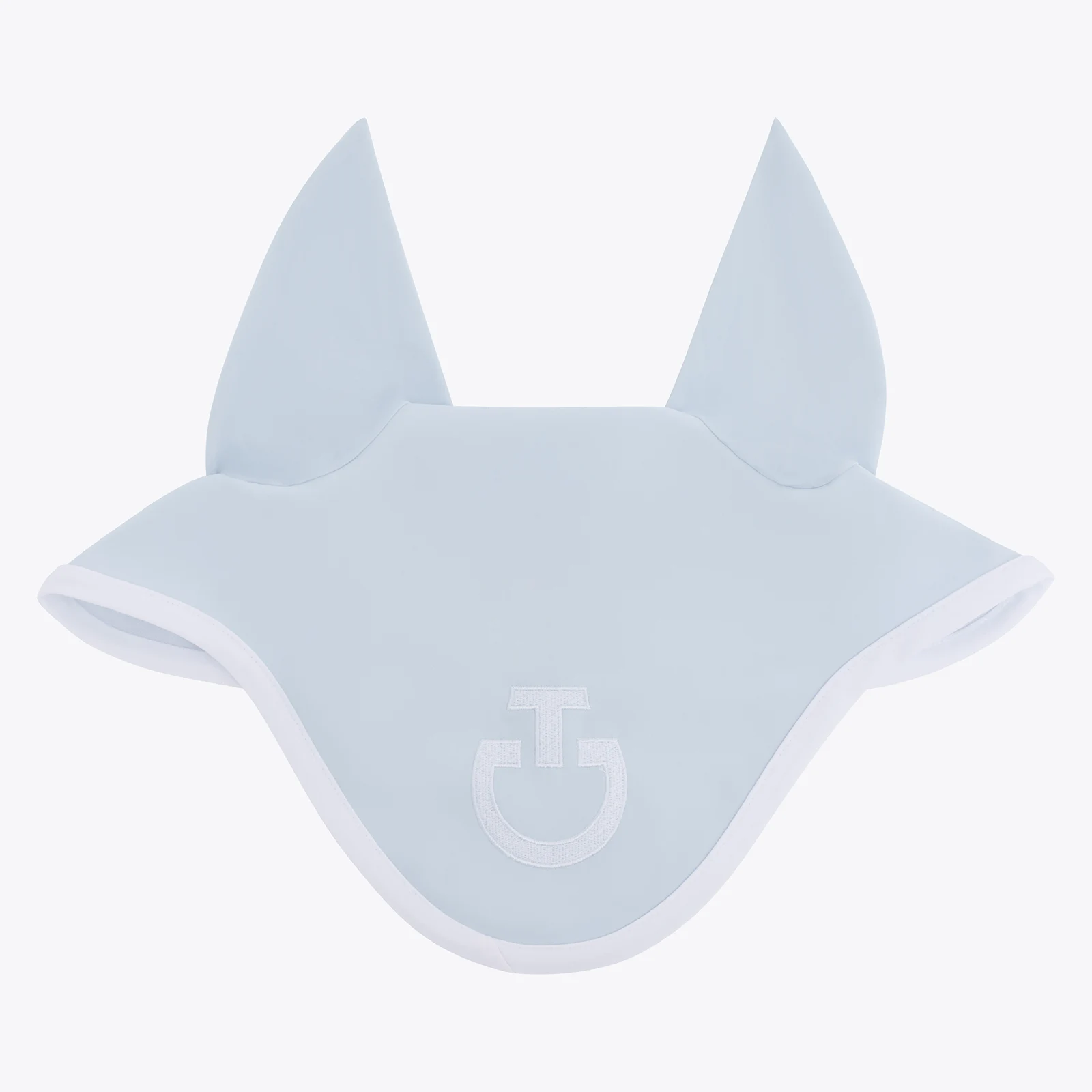 Orejeras azul polvo con el logo en blanco orejas finas elásticas para caballo y pony - Cavalleria Toscana