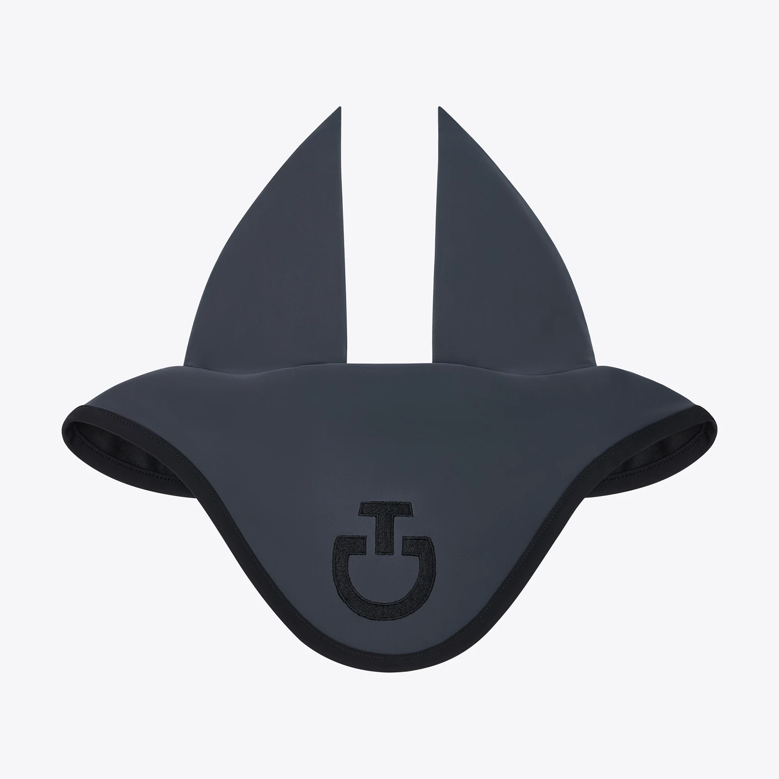 Orejeras gris oscuro con logo bordado negro y orejas finas elásticas para caballo - Cavalleria Toscana
