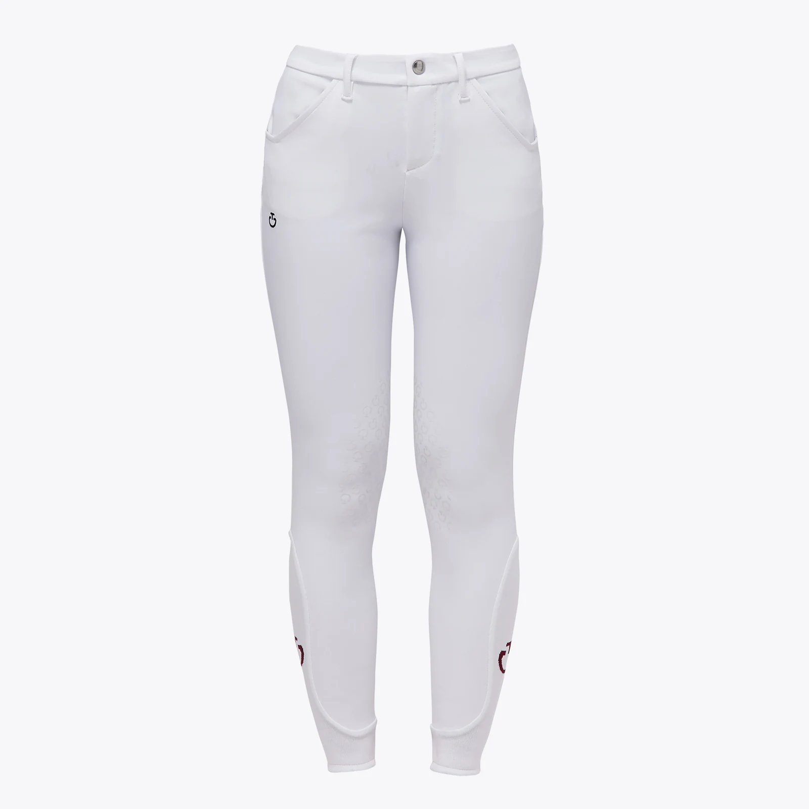 White knee-grip breeches with pockets and embroidery junior unisex - Cavalleria Toscana