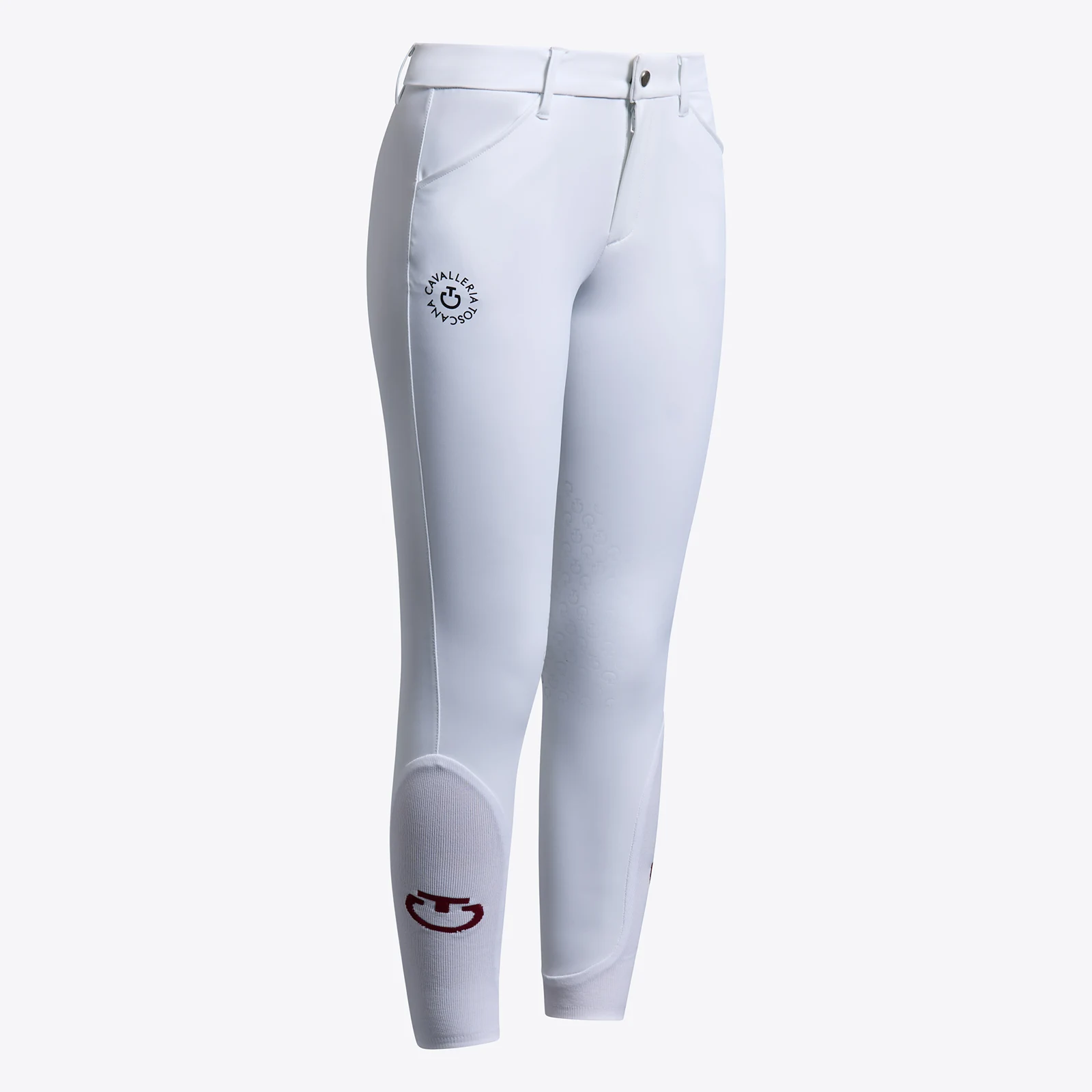 Pantalons blanc avec poches et brodé (grip aux genoux) junior unisexe - Cavalleria Toscana