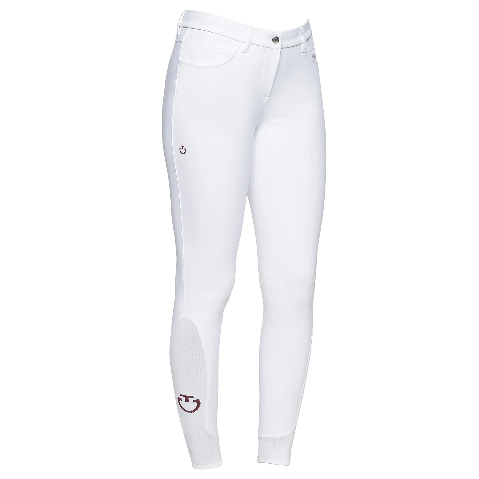 Pantalones de montar a caballo blancos con grip de silicona en la rodilla para mujer - Cavalleria Toscana