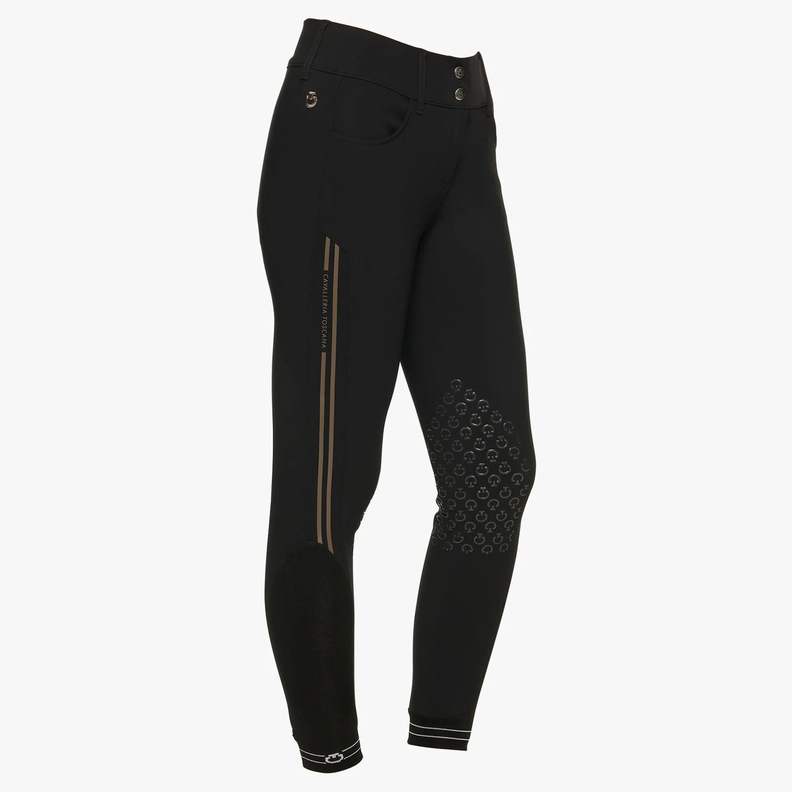Black high waist and wide pants (knee grip) for women - Cavalleria Toscana