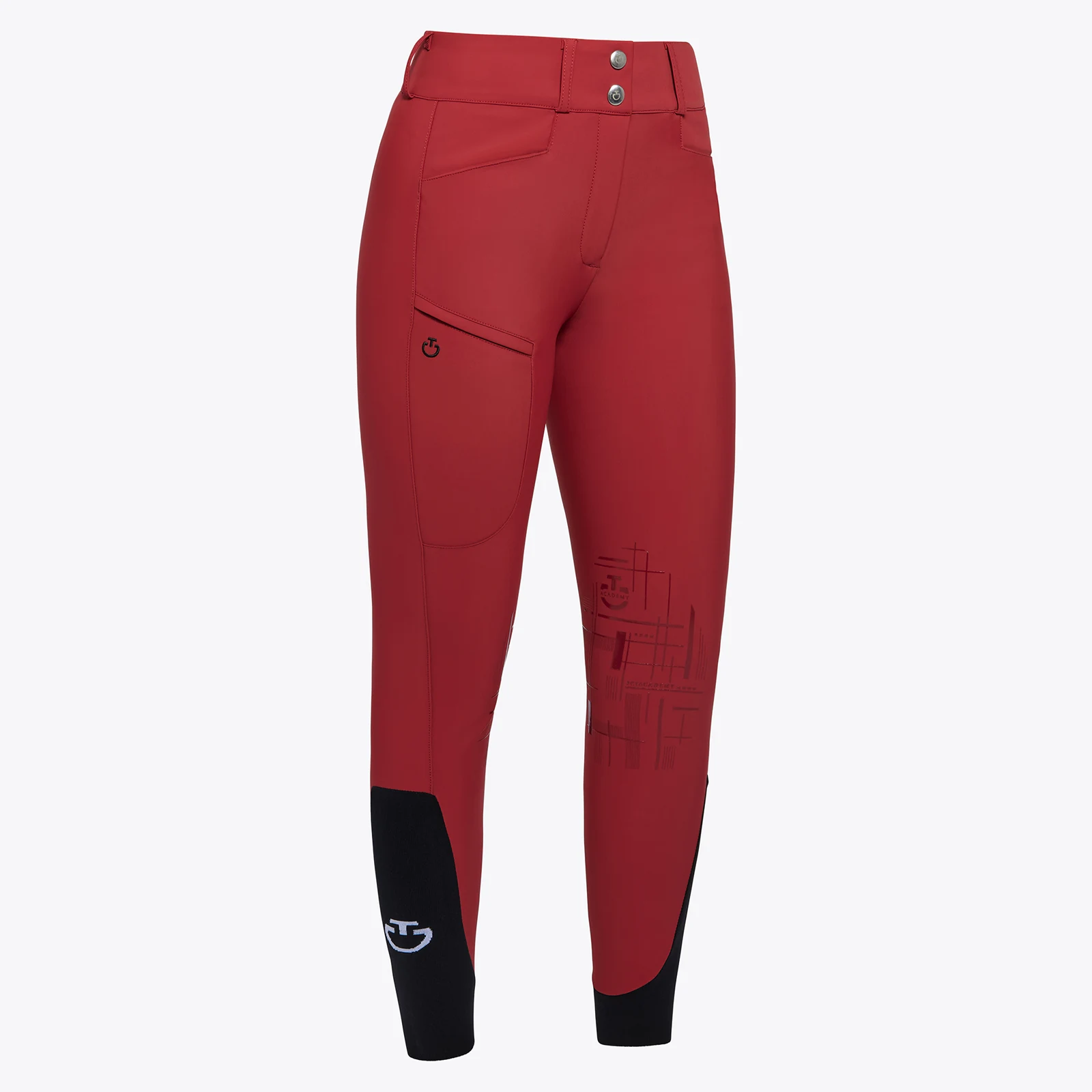 Pantalones rojos de cintura alta (grip rodilla) para mujer Academy - Cavalleria Toscana