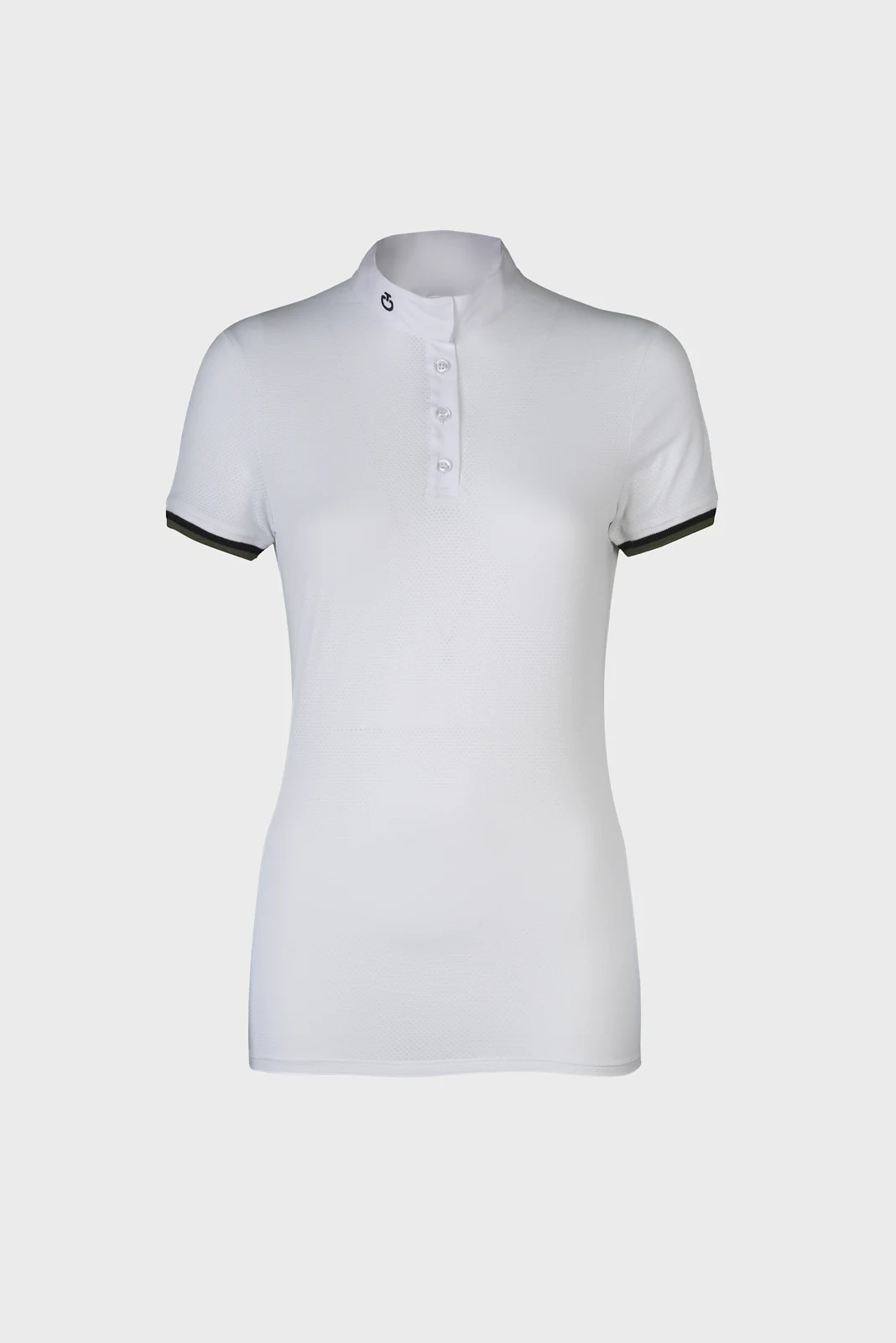 Polo de compétition à manches courtes en micro-maille blanc pour femme - Cavalleria Toscana