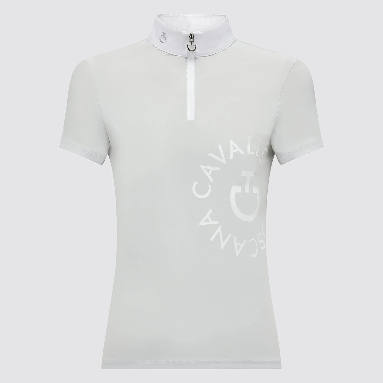 Gray short-sleeved competition polo shirt with large logo on the upper left for girls - Cavalleria Toscana