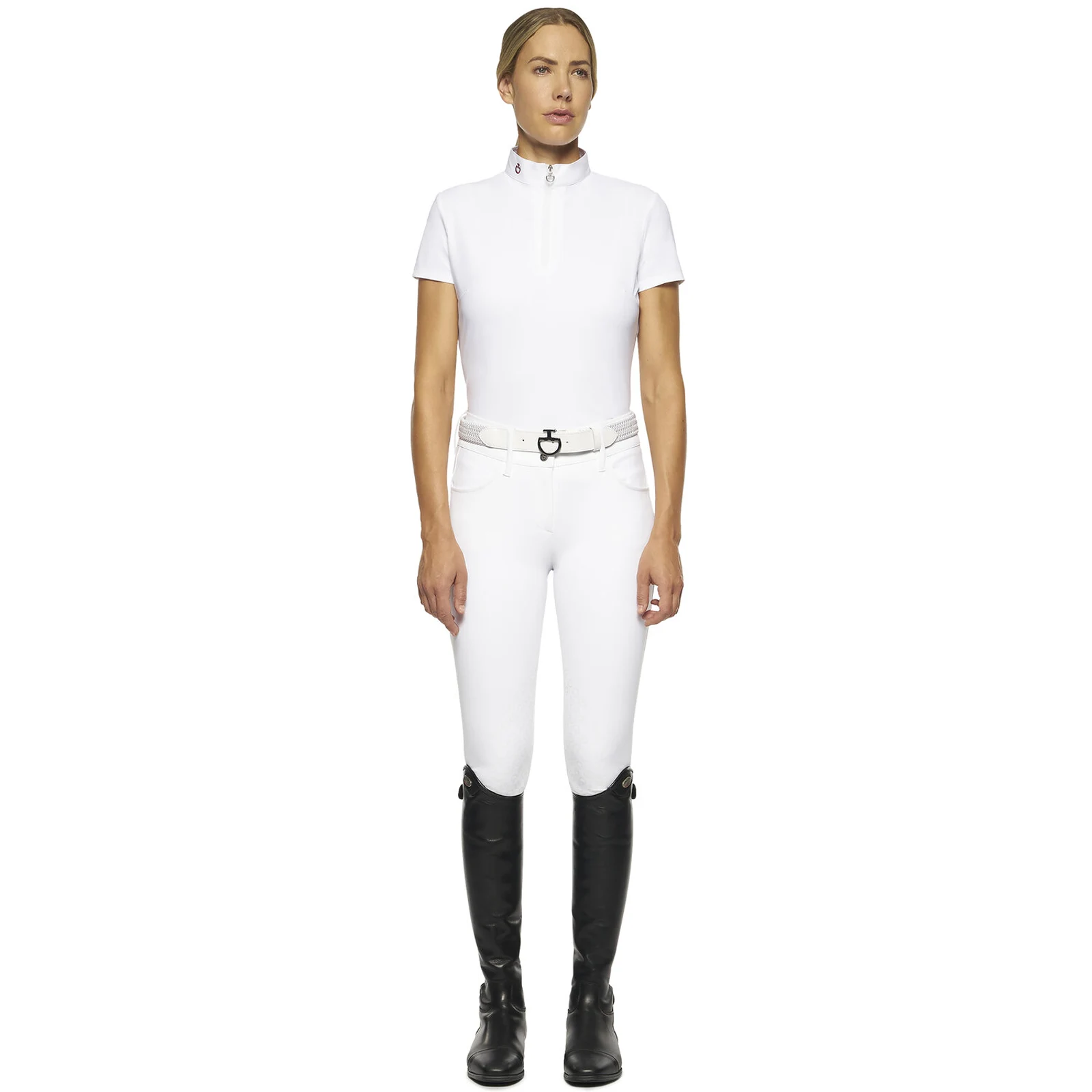 Basic short-sleeved white competition polo for woman - Cavalleria Toscana