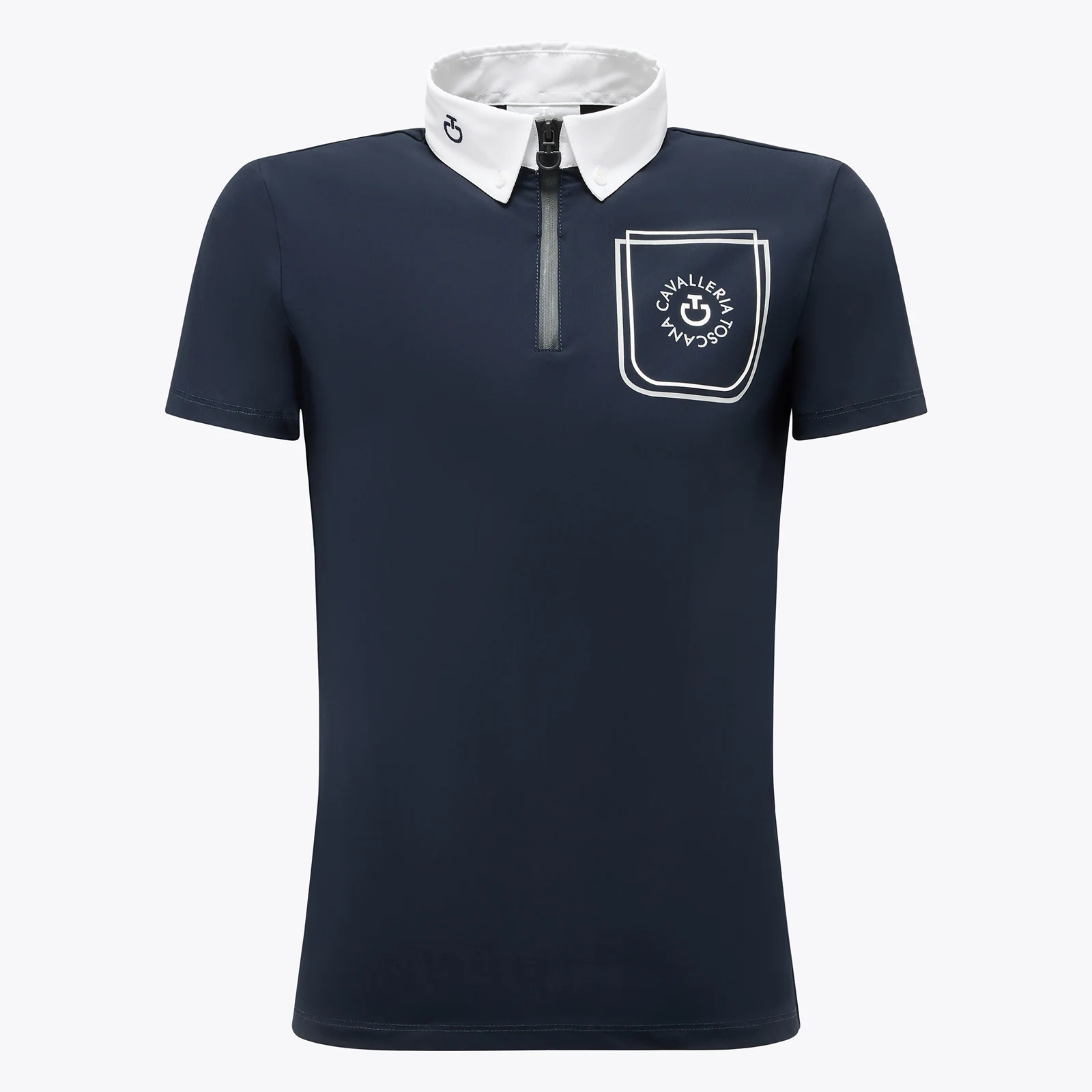 Polo de manga corta azul marino con el logo de la marca para niño - Cavalleria Toscana