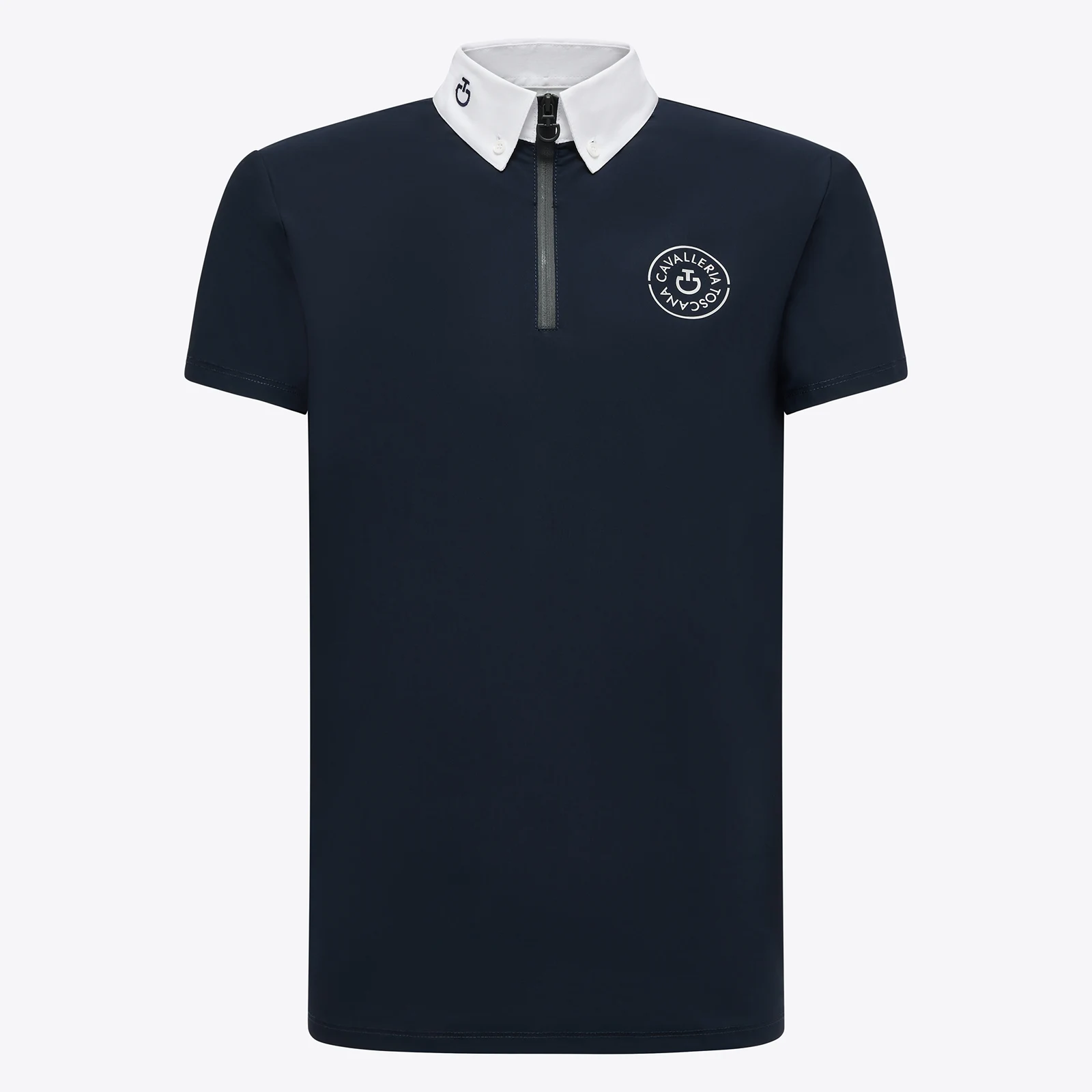 Polo de manga corta azul marino con el logo superior derecha para niño - Cavalleria Toscana