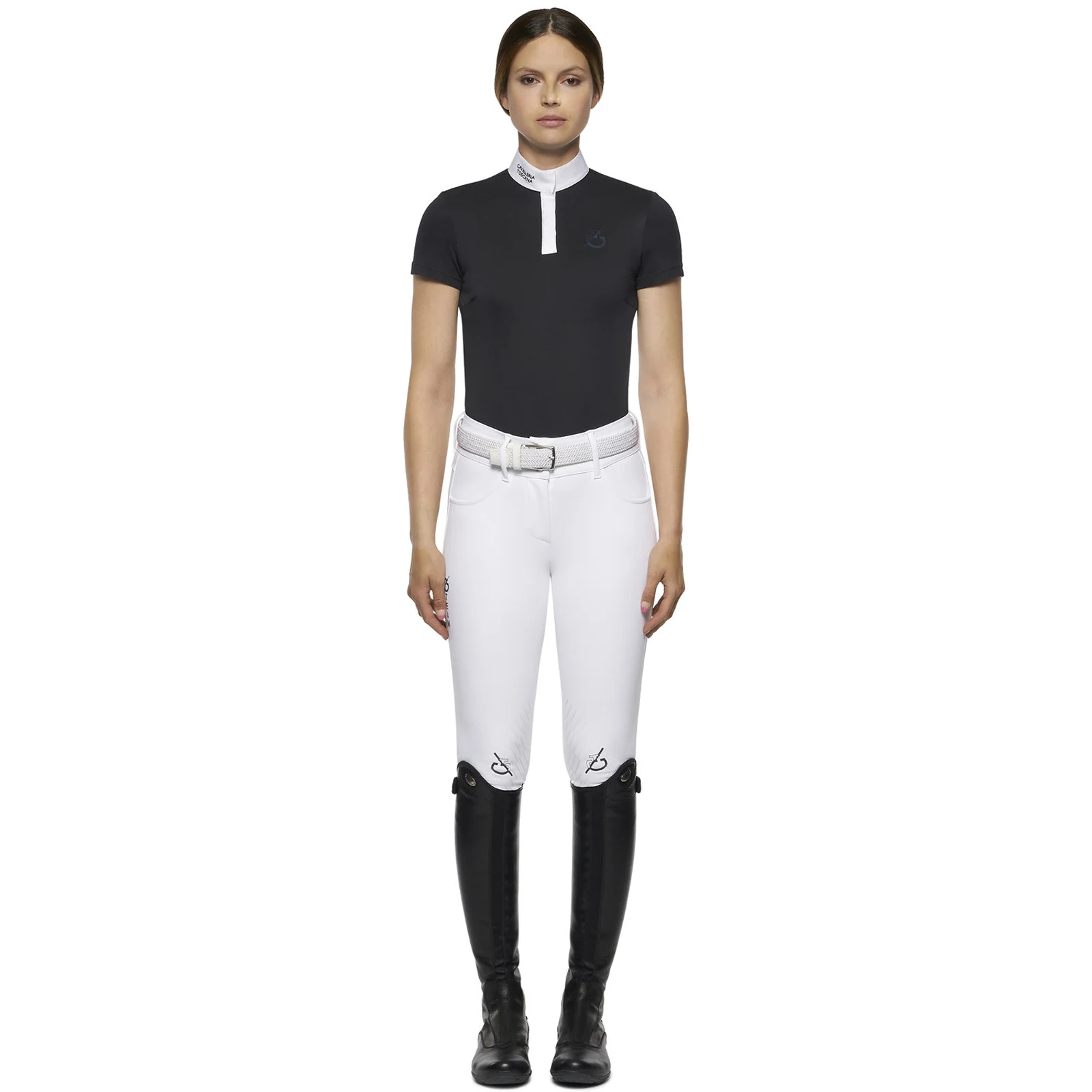 Polo de piqué de competición de manga corta gris muy oscuro para mujer Team - Cavalleria Toscana