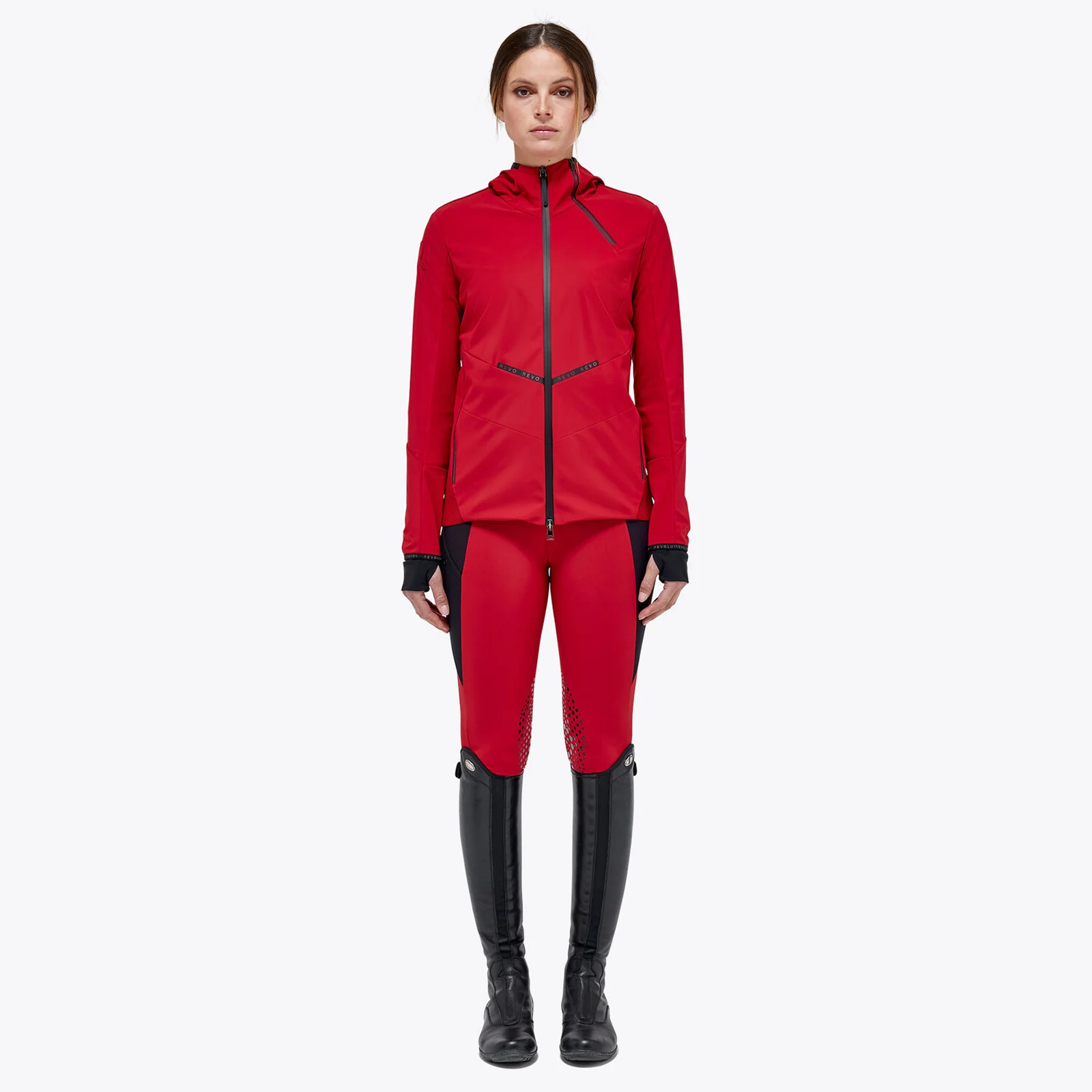 Softshell cortavientos rojo con detalles en negro para mujer Revo - Cavalleria Toscana
