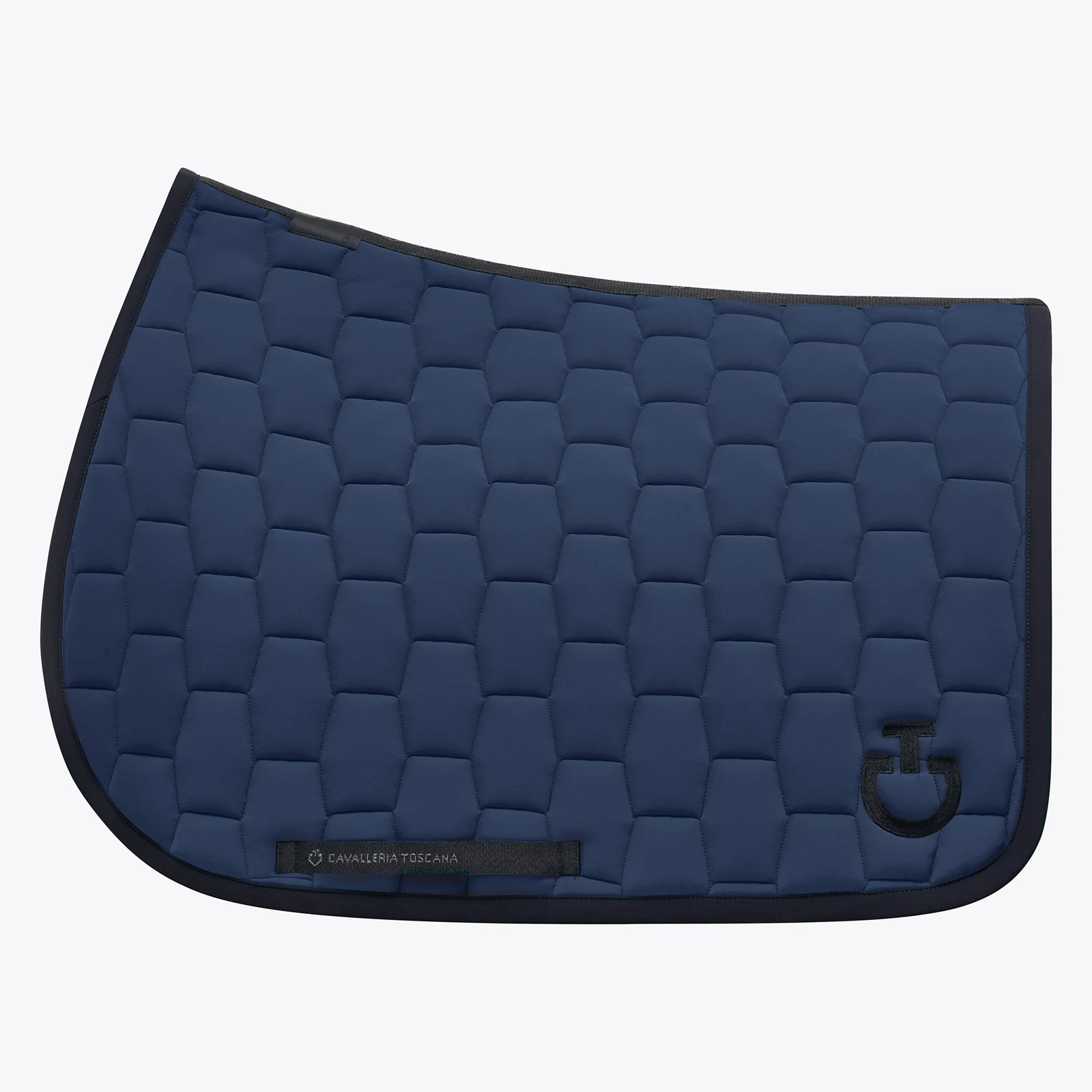 Sudadero de salto azul ahumado y negro para caballo y pony Geometric quilted - Cavalleria Toscana