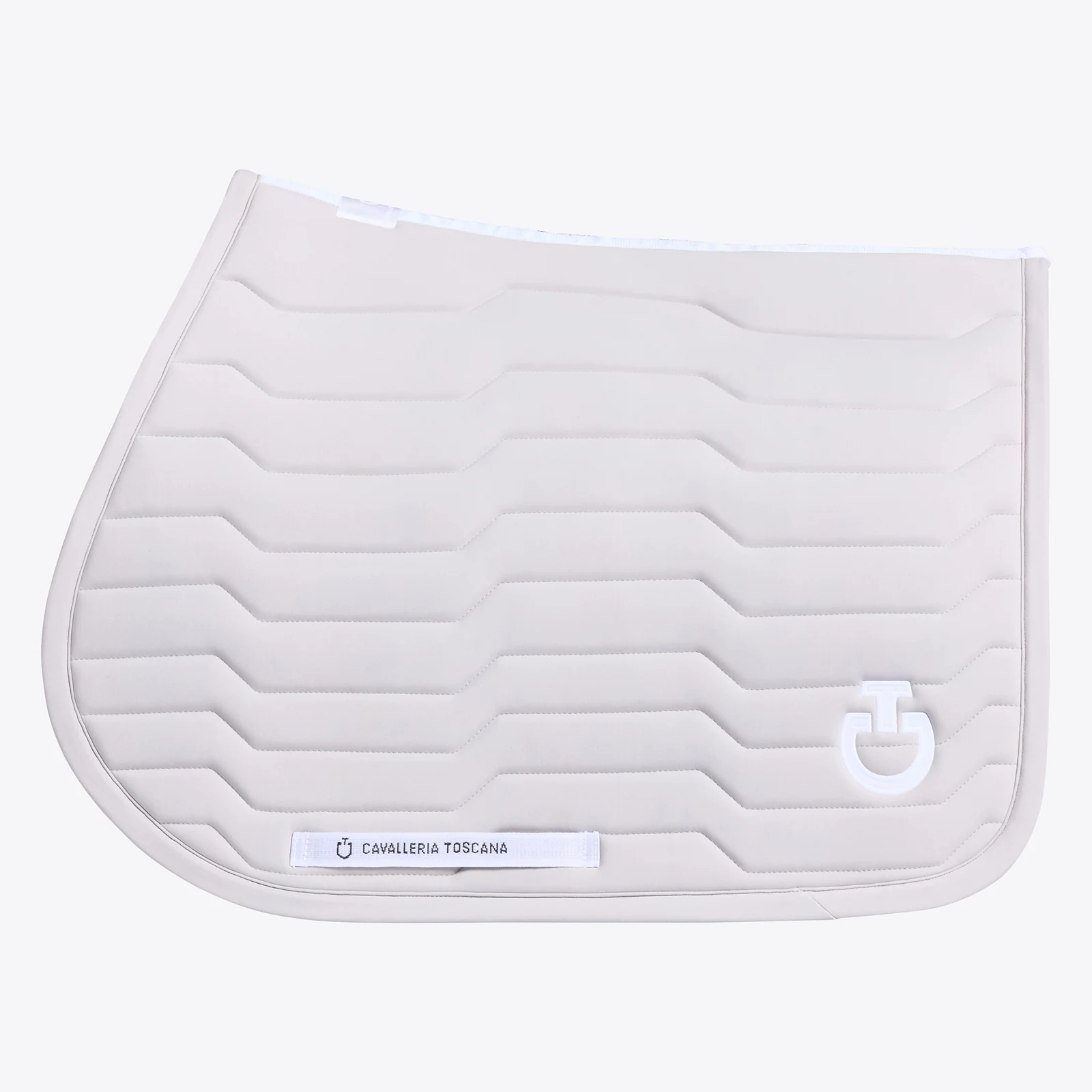 Sudadero de salto gris claro con acolchado técnico horizontal y el logo en blanco para caballo Revolution - Cavalleria Toscana