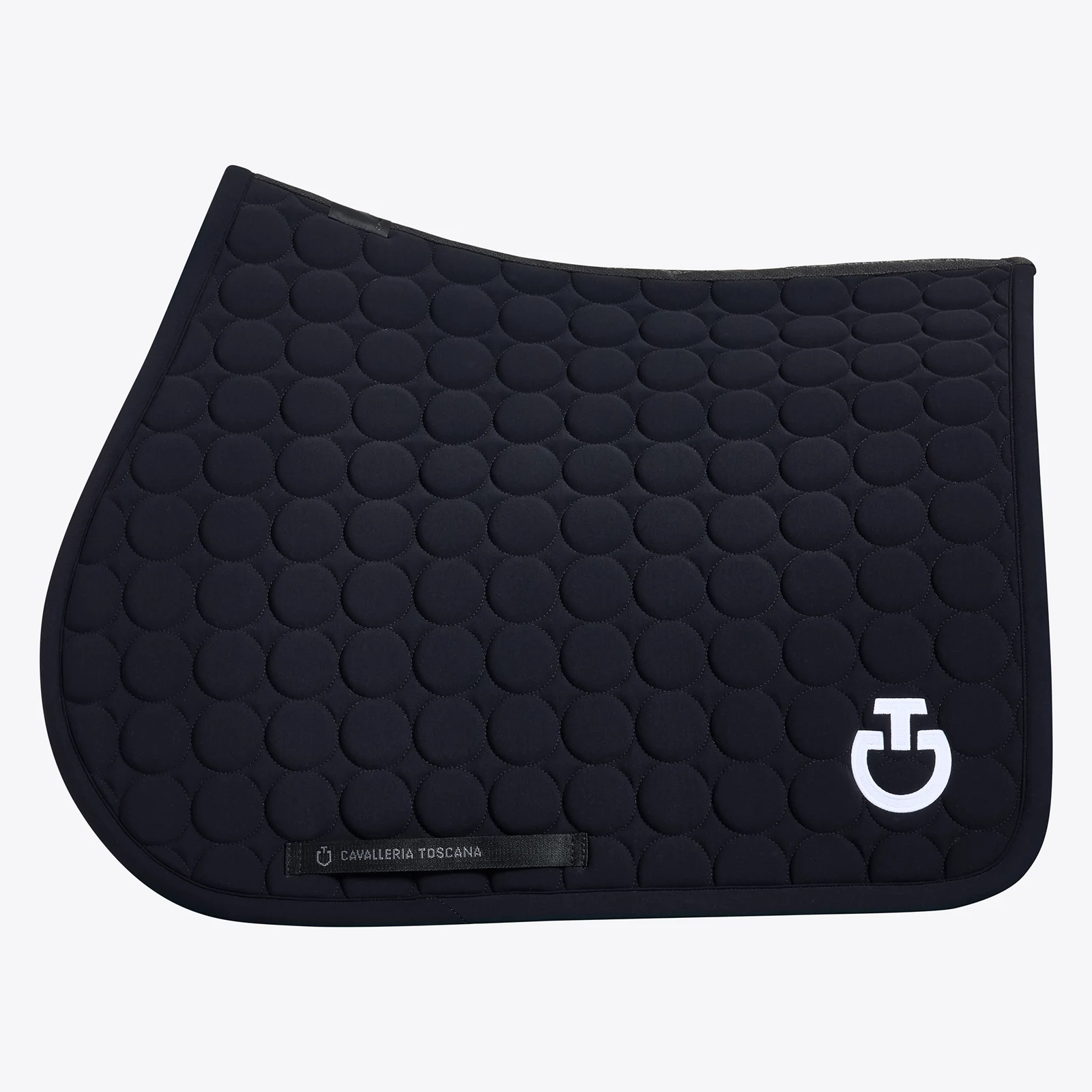 Sudadero de salto negro con bordado circular y el logotipo en blanco para caballo y pony Circle Quilted - Cavalleria Toscana