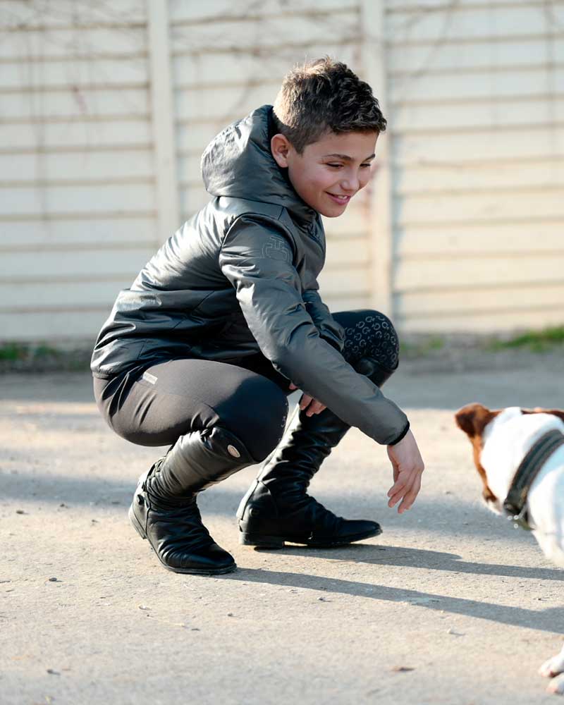 Dark Silver Padded Jacket with Hood for Junior Unisex – Cavalleria Toscana
