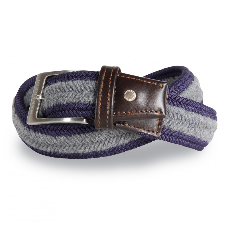 Elastic braided cotton belt in purple and grey – Unisex – Manfred