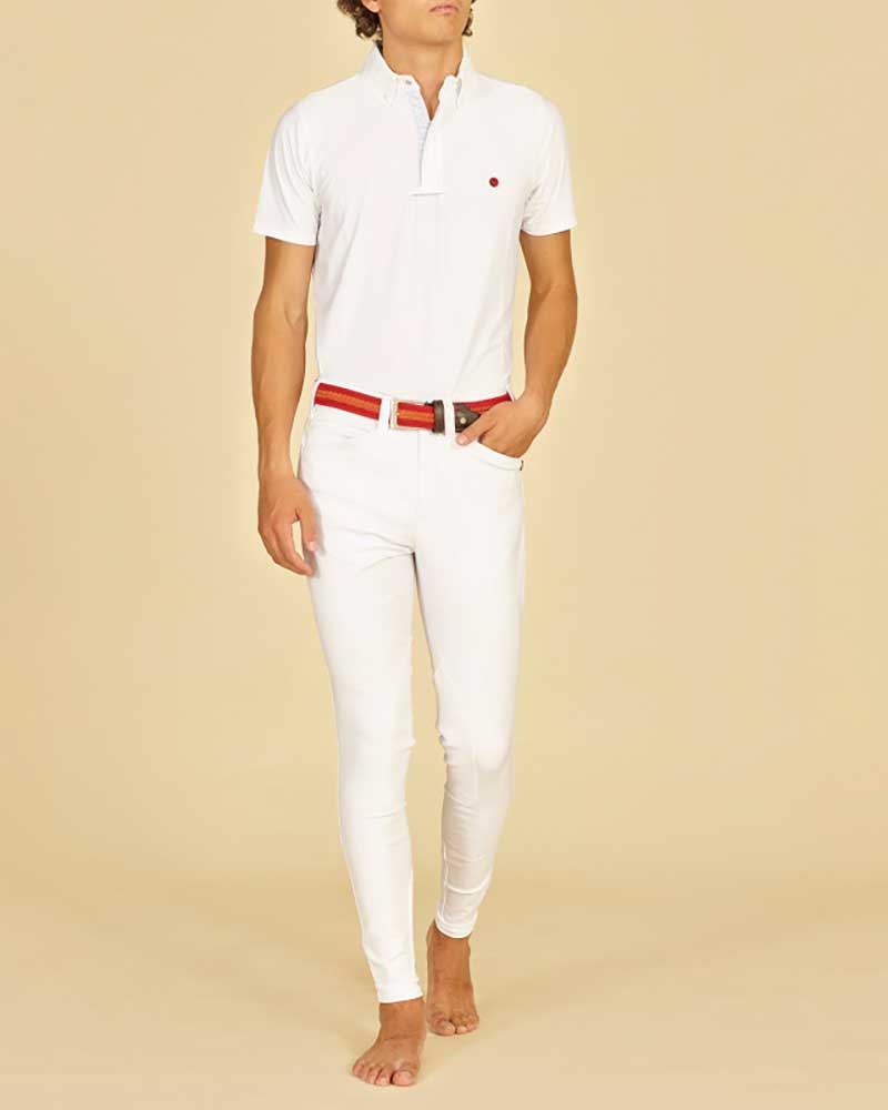 White Riding Breeches with Knee Patch for Men - Del Mar - Manfredi