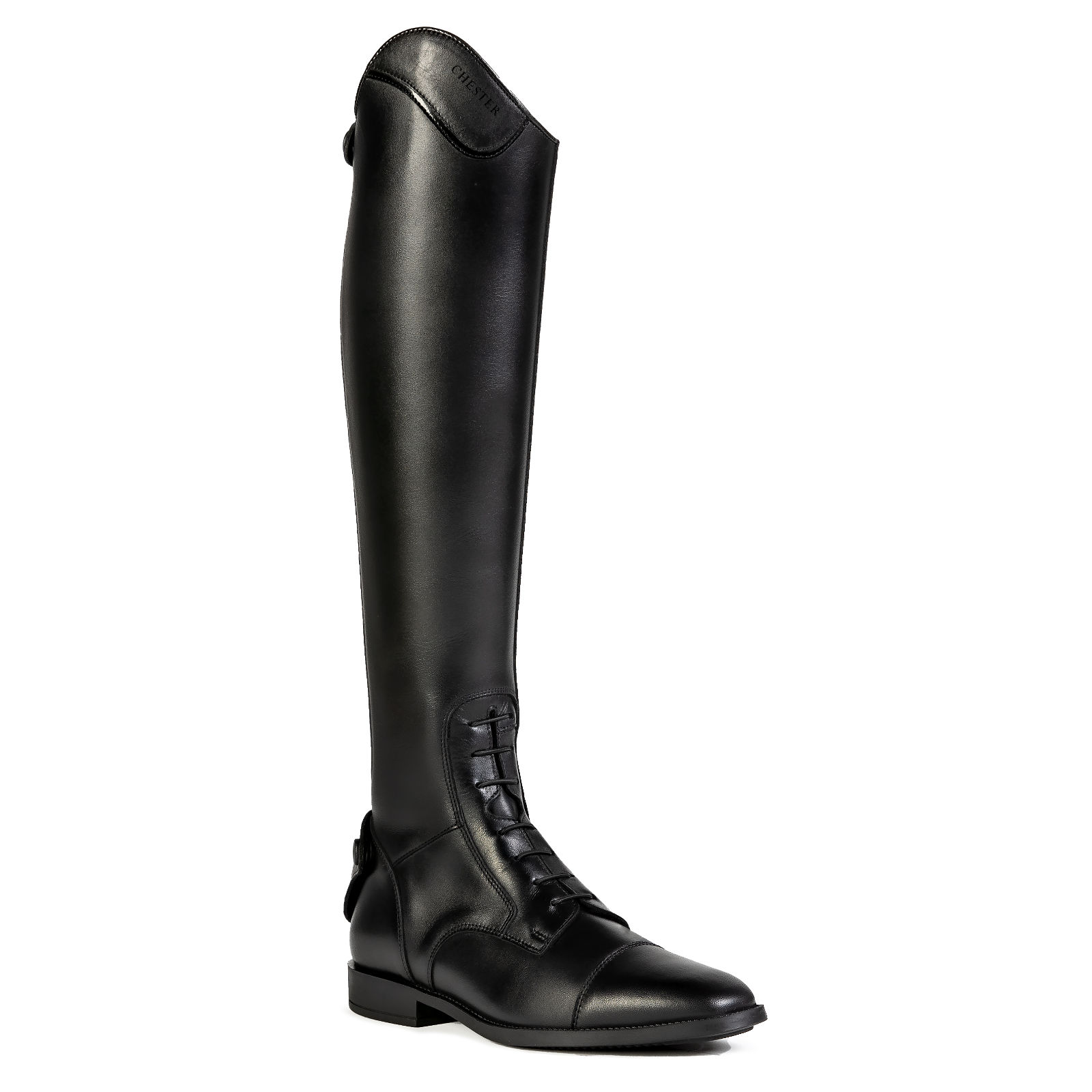 Botas negras de piel para montar a caballo con cordones y cremallera trasera - Dublin - Chester