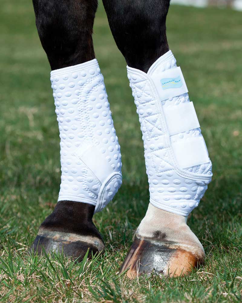 Pack of 2 White Training Boots for Horses and/or Ponies – Stretch &amp; Flex – Equilibrium Products