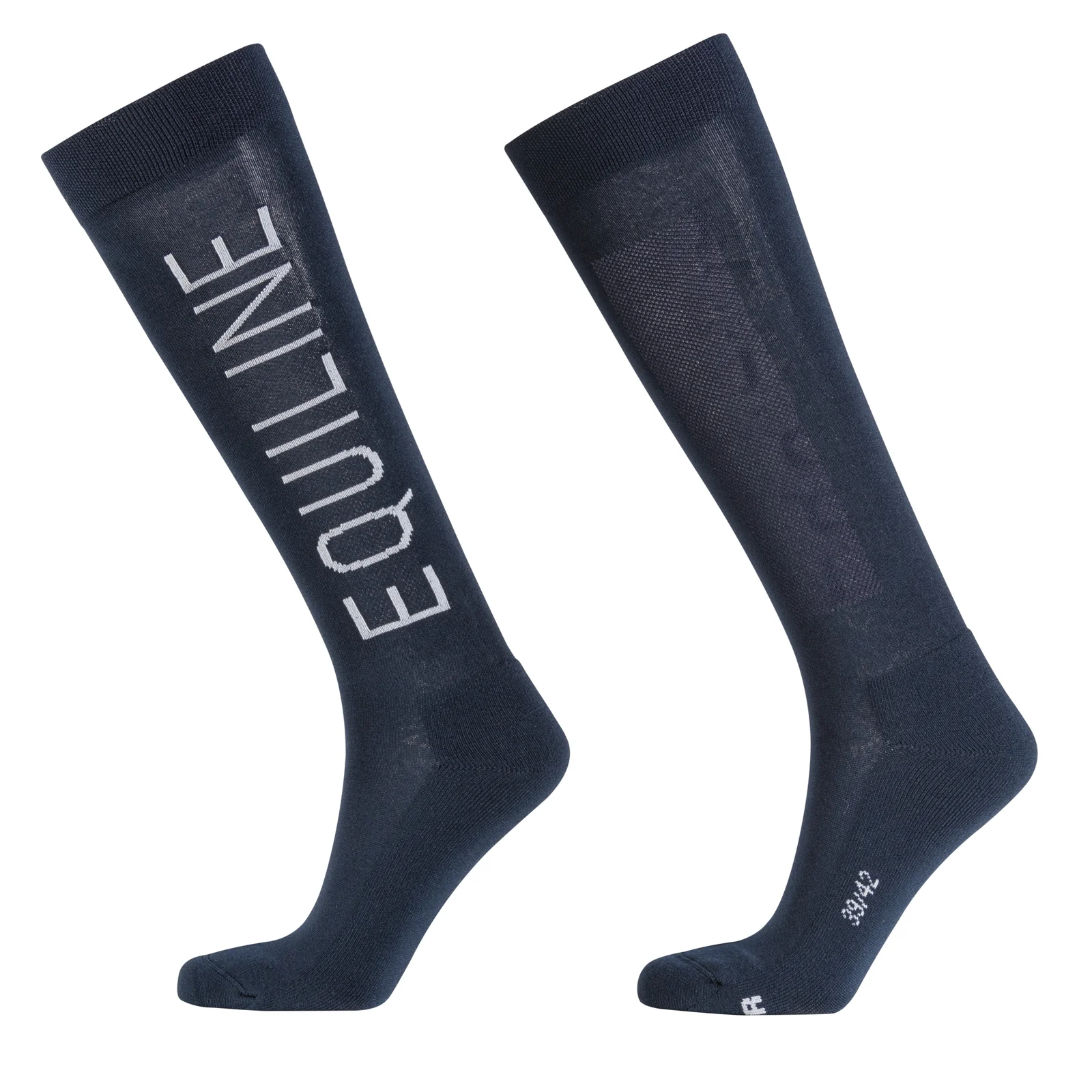 Navy blue high-top socks with vertical logo Elivie - Equiline
