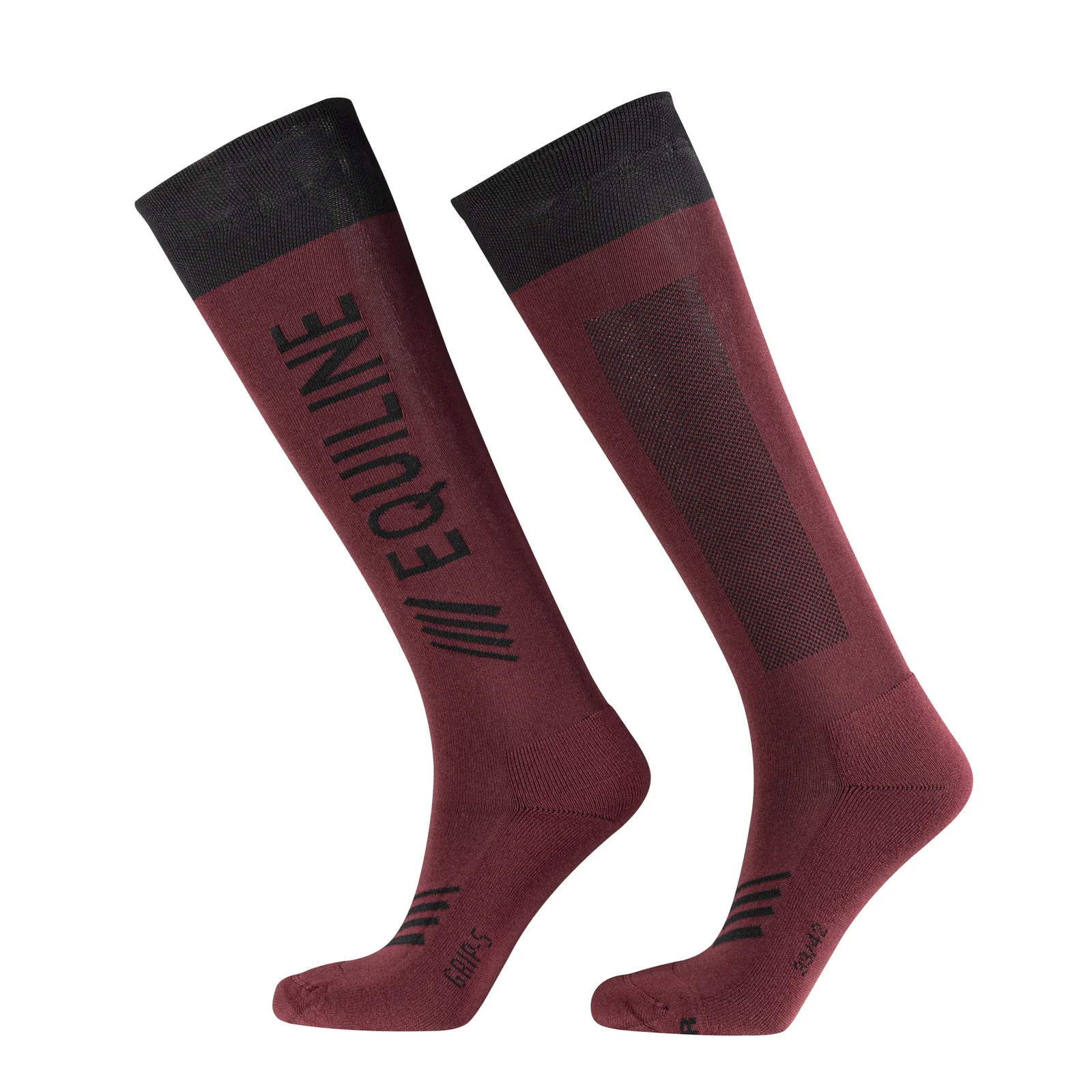 Burgundy high-top socks with vertical logo Clavec - Equiline