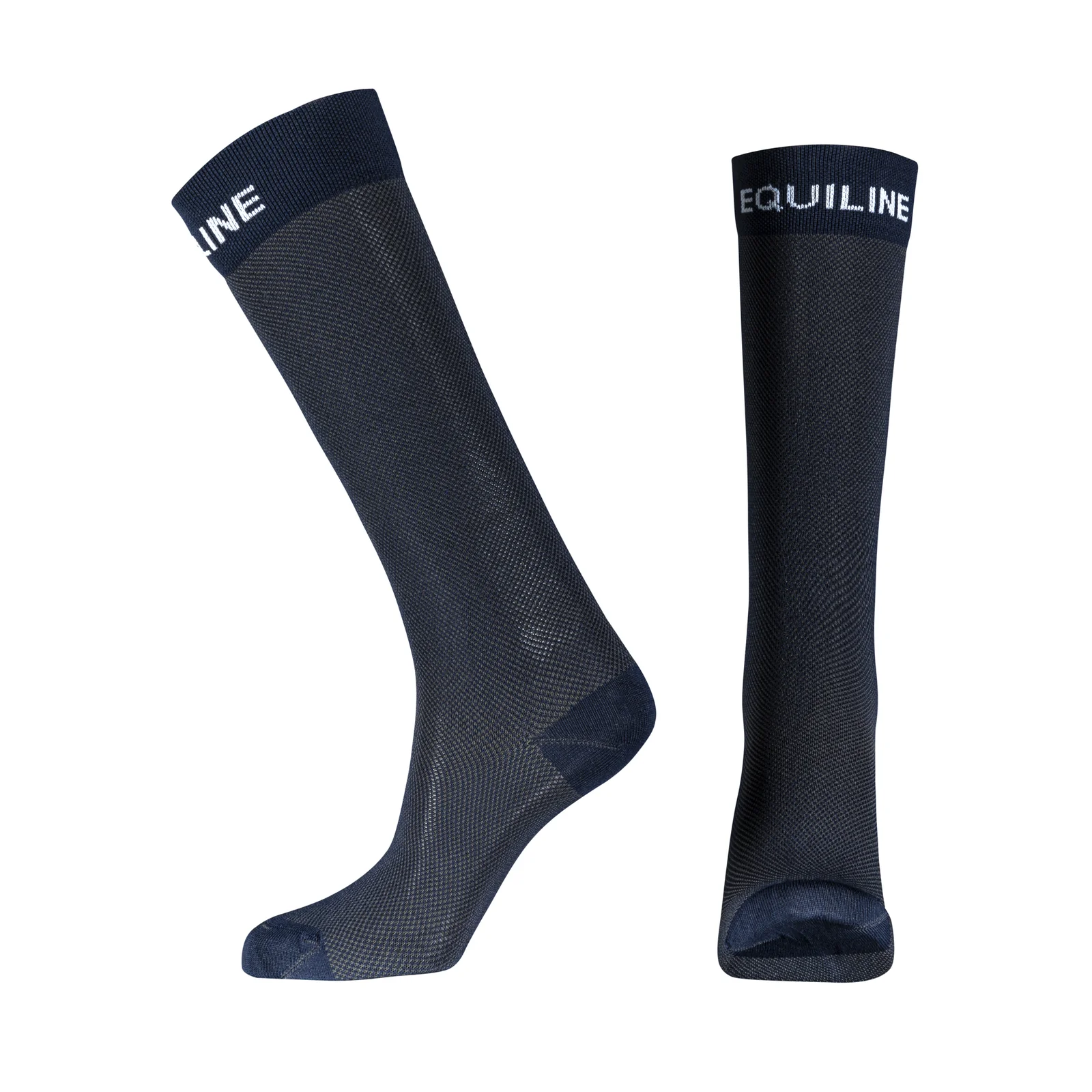 Calcetines de caña alta junior (unisex) color azul marino con logo frontal blanco - Equiline
