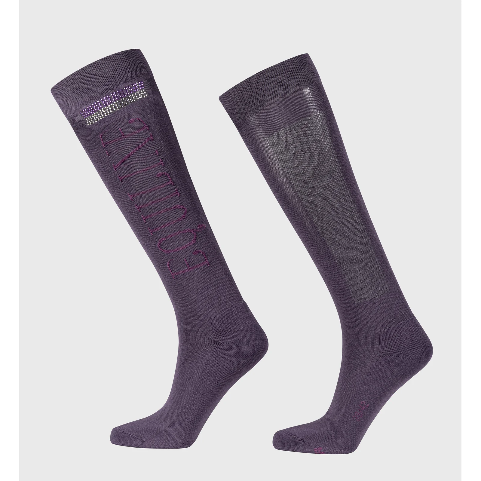 Purple high-top socks with studs Hortensia - Equiline