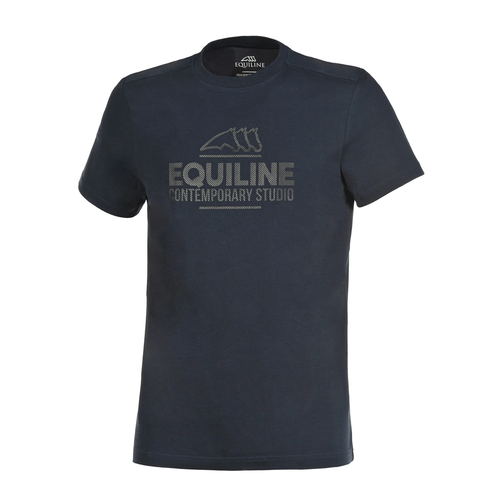 Men's Navy Blue Short Sleeve Casual T-Shirt Calebec - Equiline