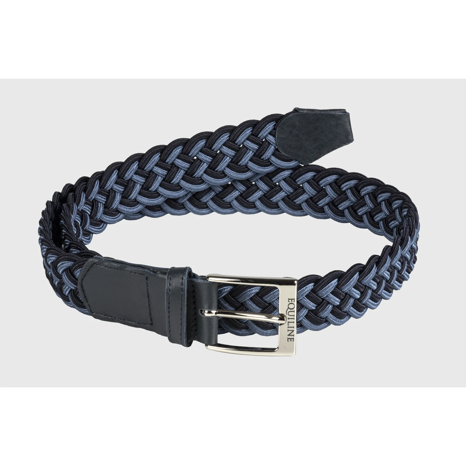 Cinturón trenzado elástico de algodón azul marino y azul unisex Camirac - Equiline