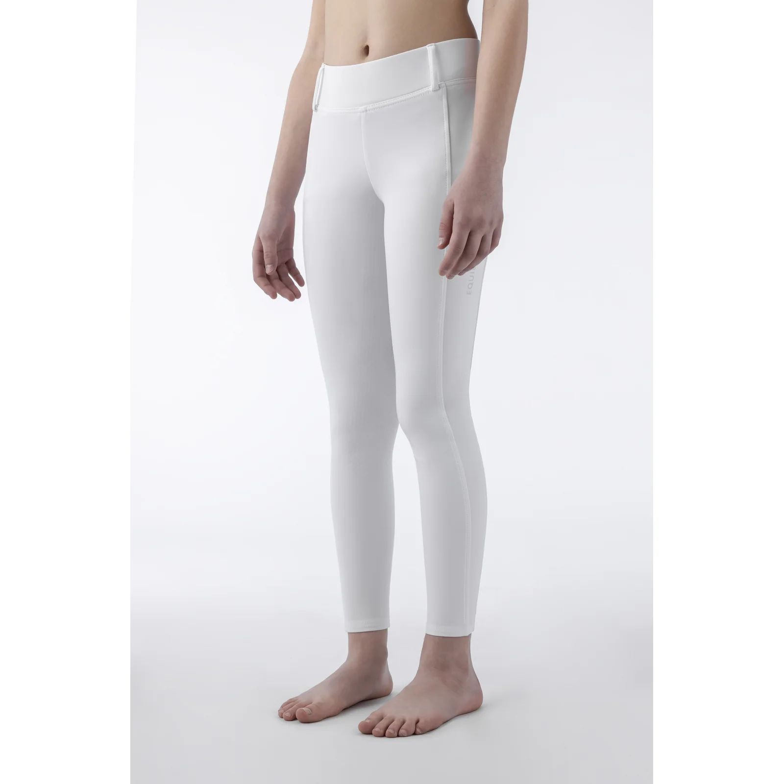 Mallas blancas full grip con logo en gris junior AREF - Equiline