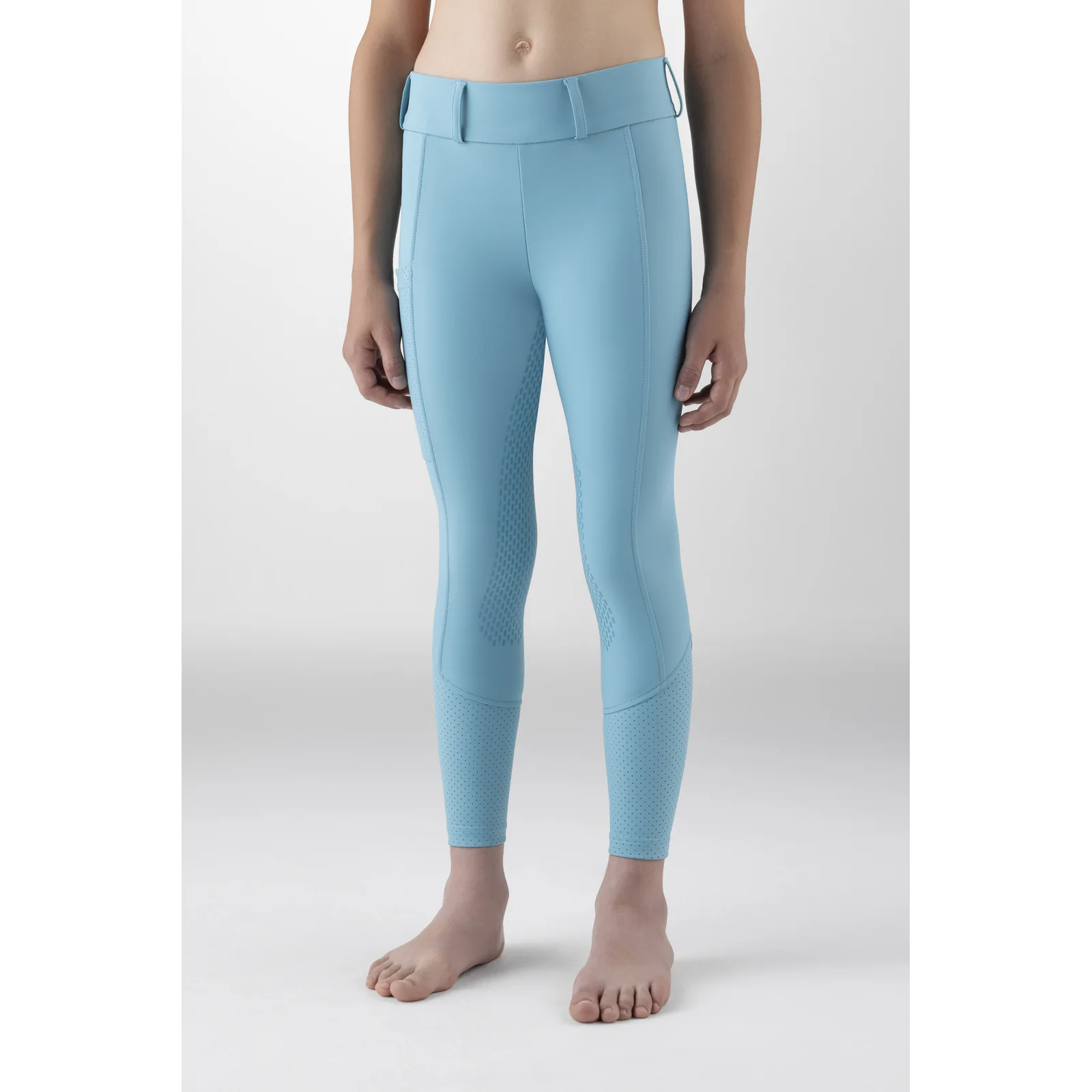 Mallas azul aguamarina full grip con bolsillo para el movil junior Gingef - Equiline
